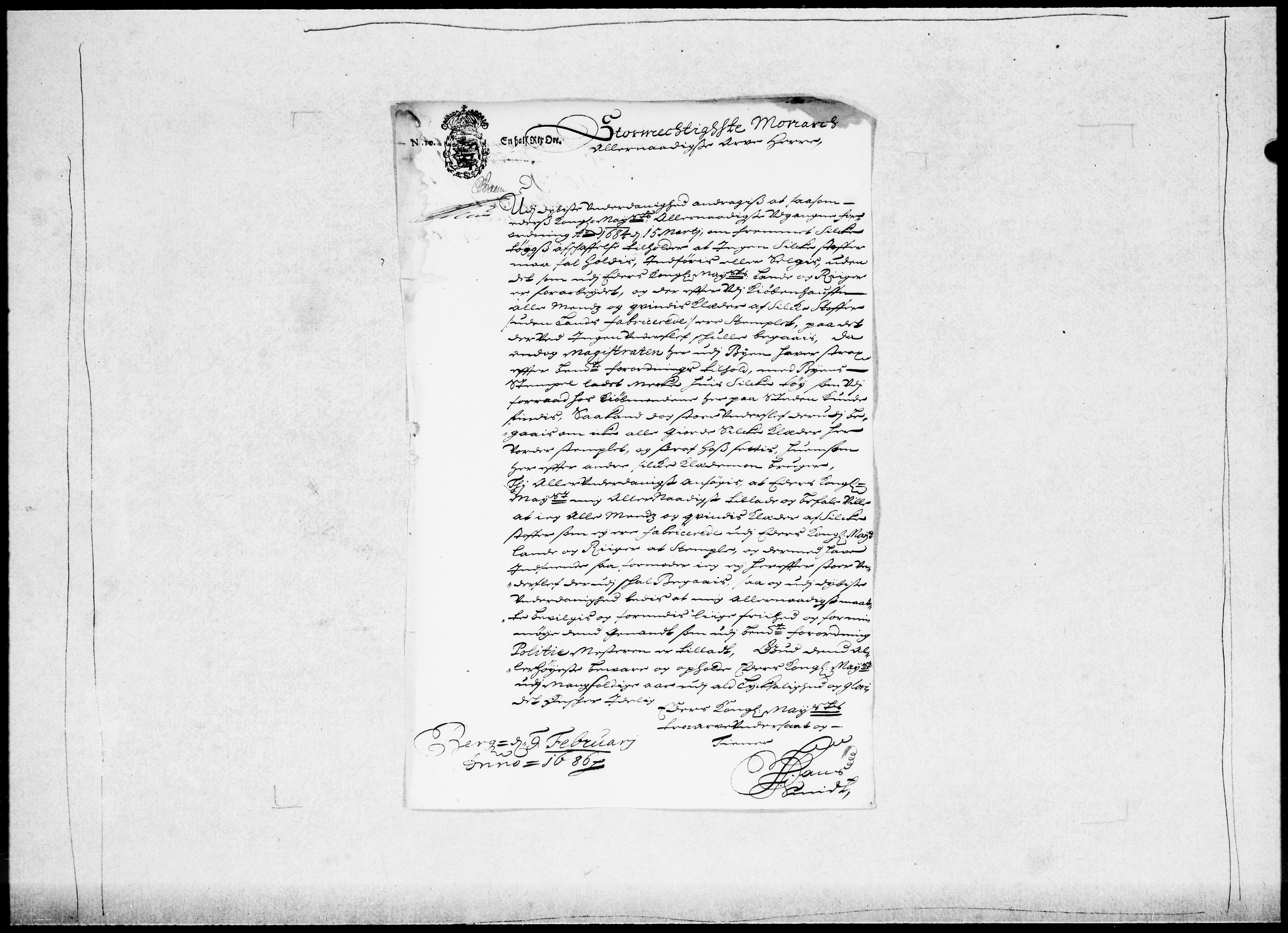 Danske Kanselli 1572-1799, RA/EA-3023/F/Fc/Fcc/Fcca/L0039: Norske innlegg 1572-1799, 1685-1686, p. 353