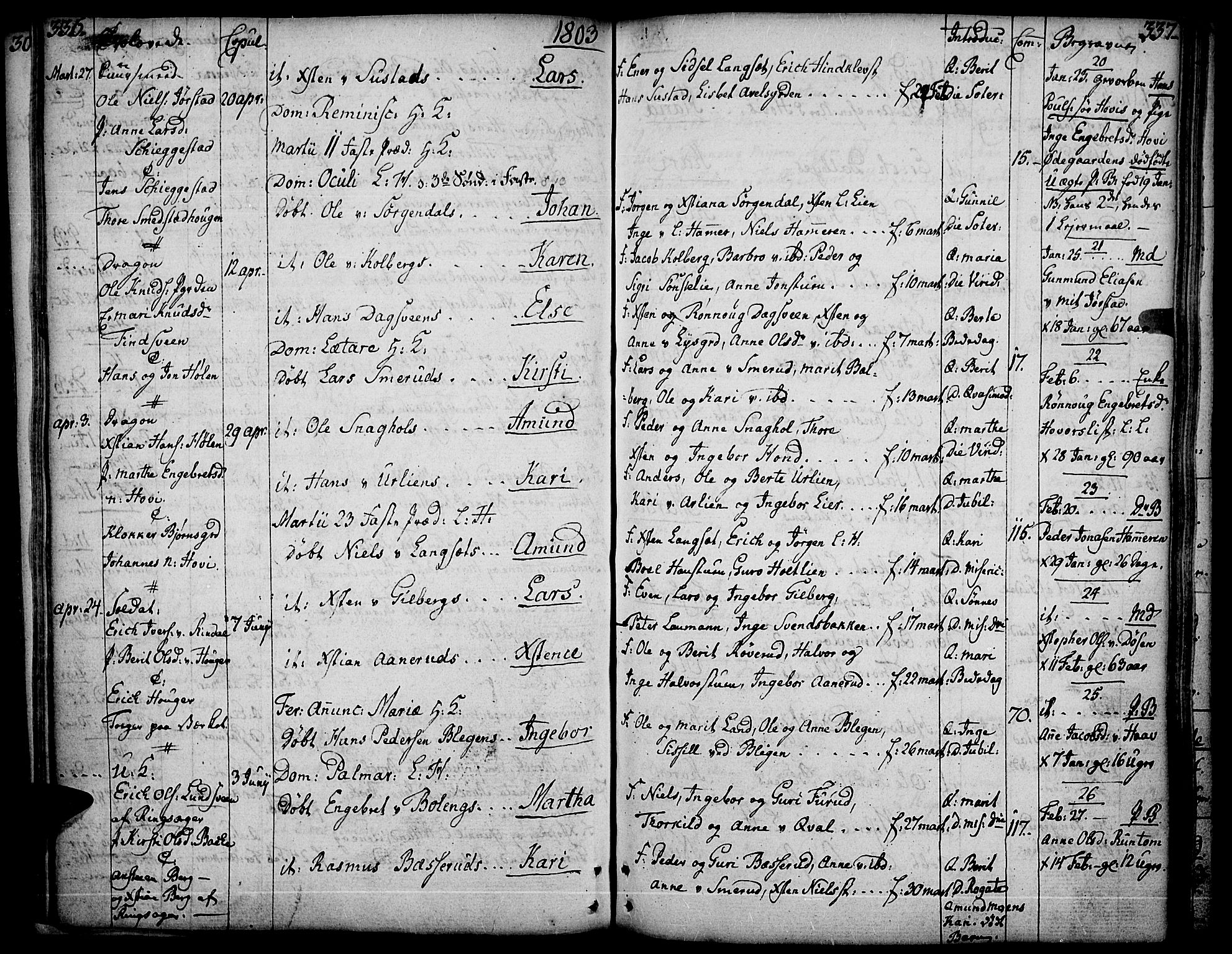 Fåberg prestekontor, AV/SAH-PREST-086/H/Ha/Haa/L0002: Parish register (official) no. 2, 1775-1818, p. 336-337