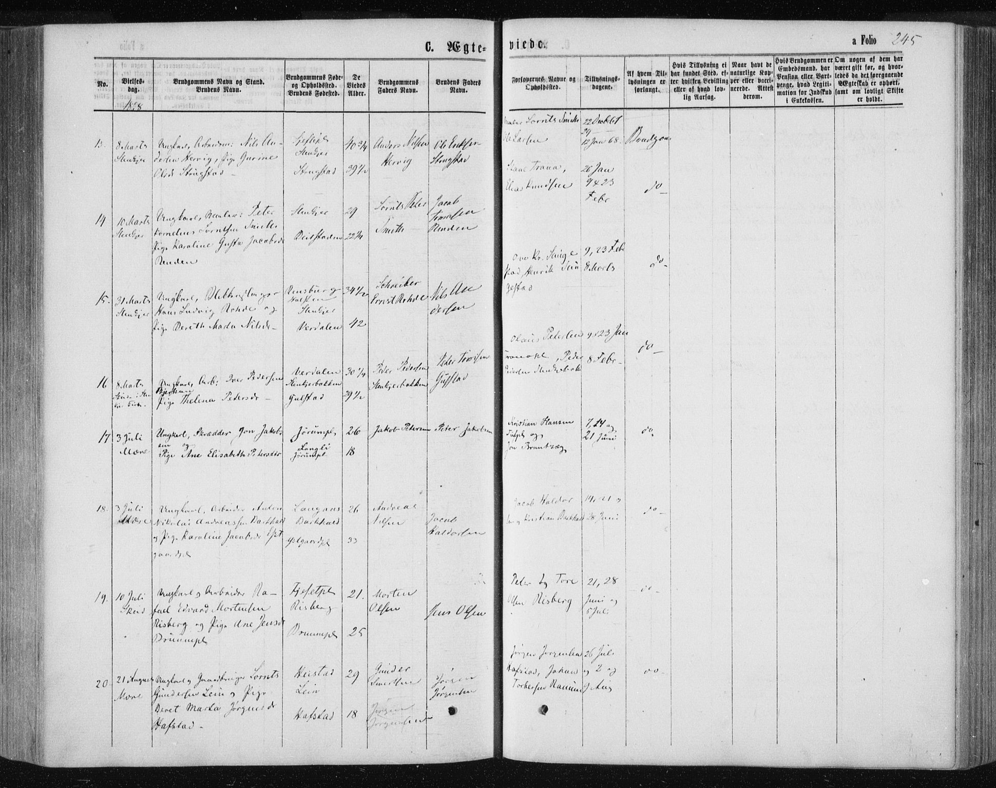 Ministerialprotokoller, klokkerbøker og fødselsregistre - Nord-Trøndelag, SAT/A-1458/735/L0345: Parish register (official) no. 735A08 /1, 1863-1872, p. 245