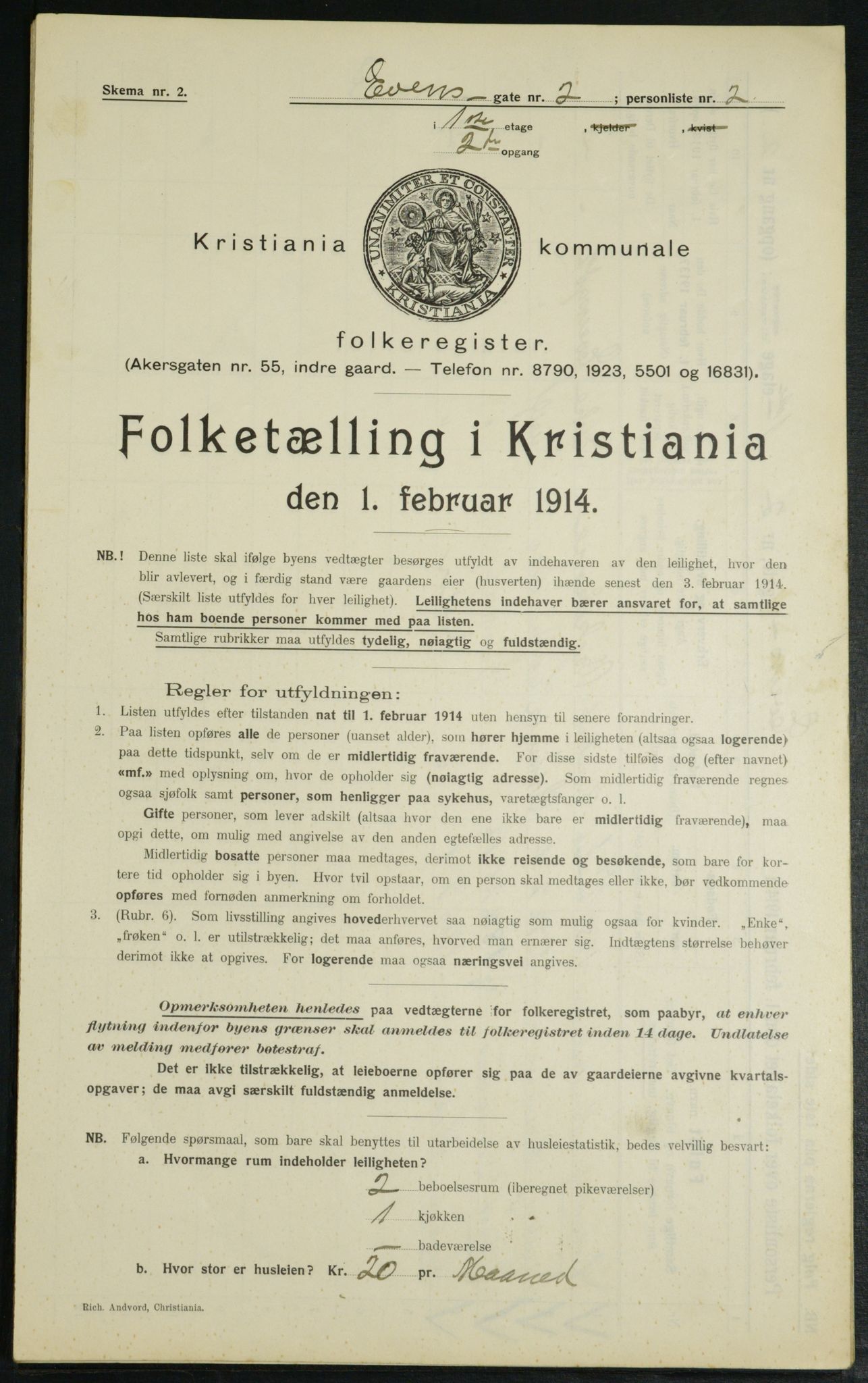 OBA, Municipal Census 1914 for Kristiania, 1914, p. 23032