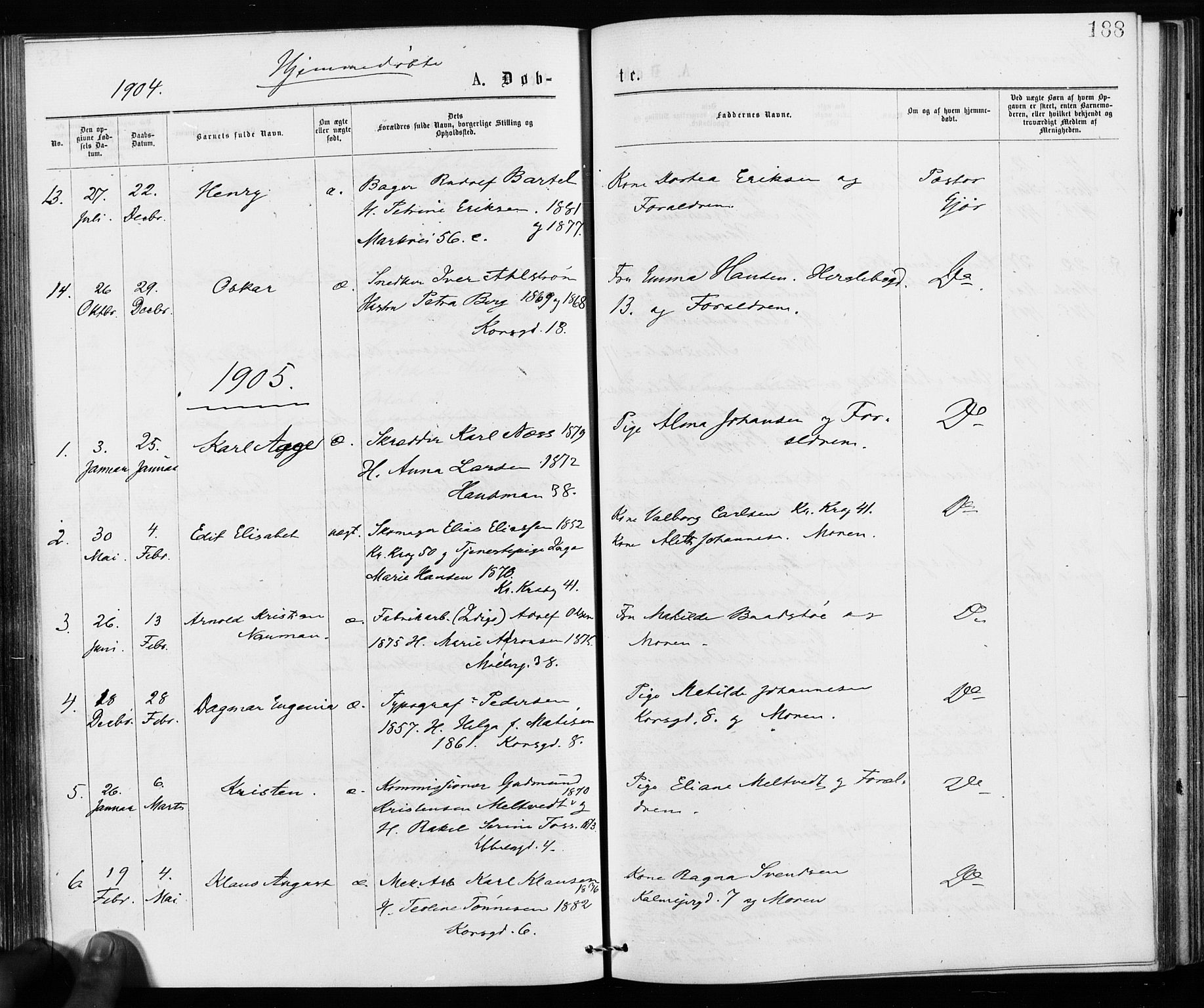 Jakob prestekontor Kirkebøker, SAO/A-10850/F/Fa/L0001: Parish register (official) no. 1, 1875-1924, p. 188