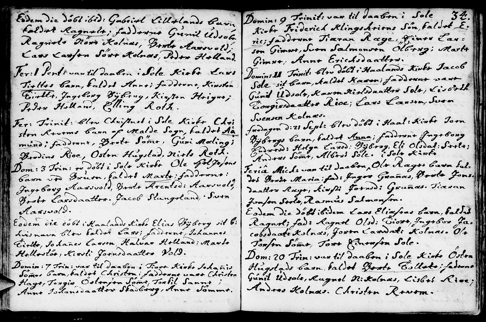 Håland sokneprestkontor, SAST/A-101802/001/30BA/L0002: Parish register (official) no. A 2, 1722-1794, p. 34