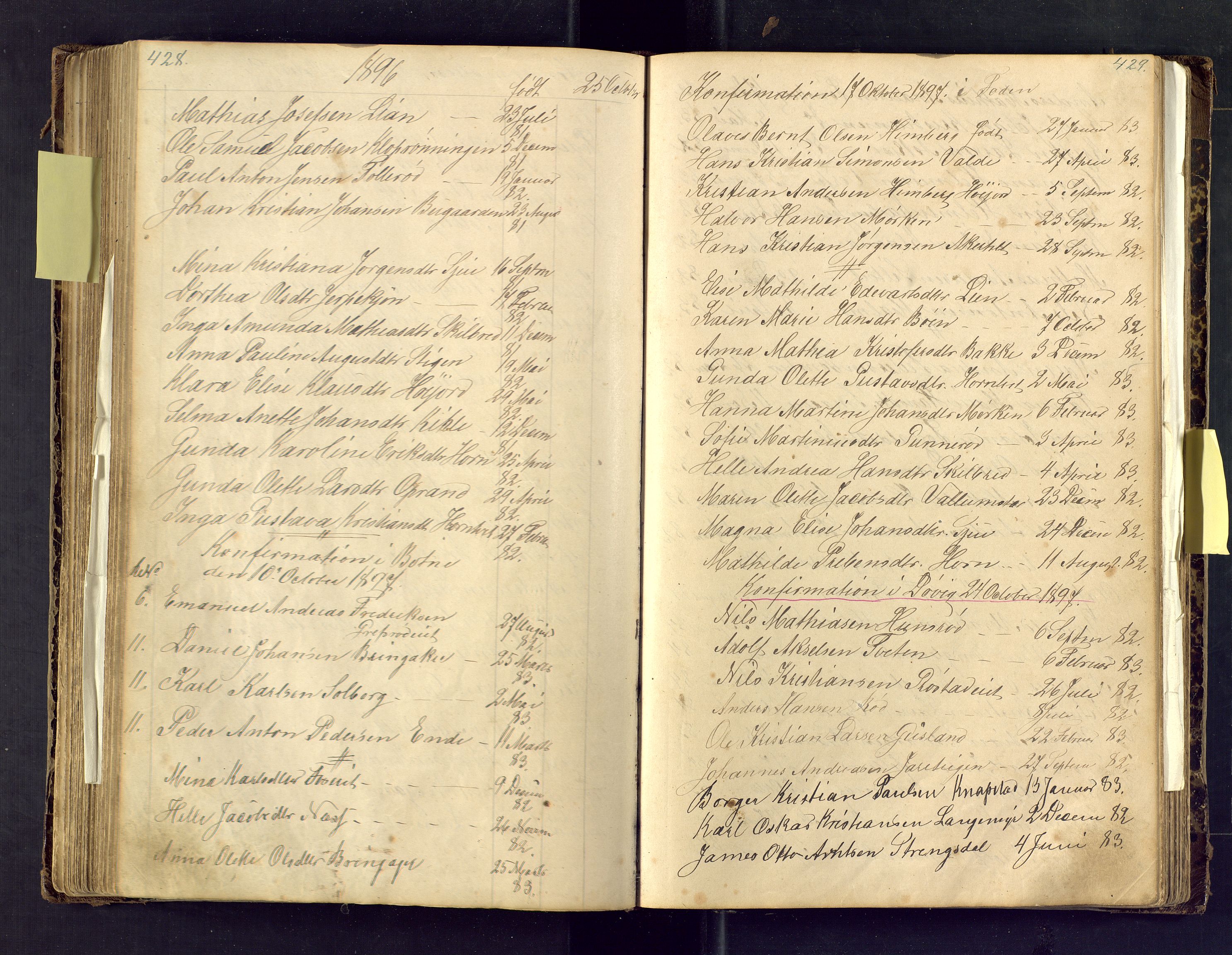 Den evangelisk lutherske frimenighet i Jarlsbergs grevskap med flere steder, AV/SAKO-P-1384/F/Fa/L0001: Dissenter register no. Fa/L0001, 1872-1925, p. 428-429