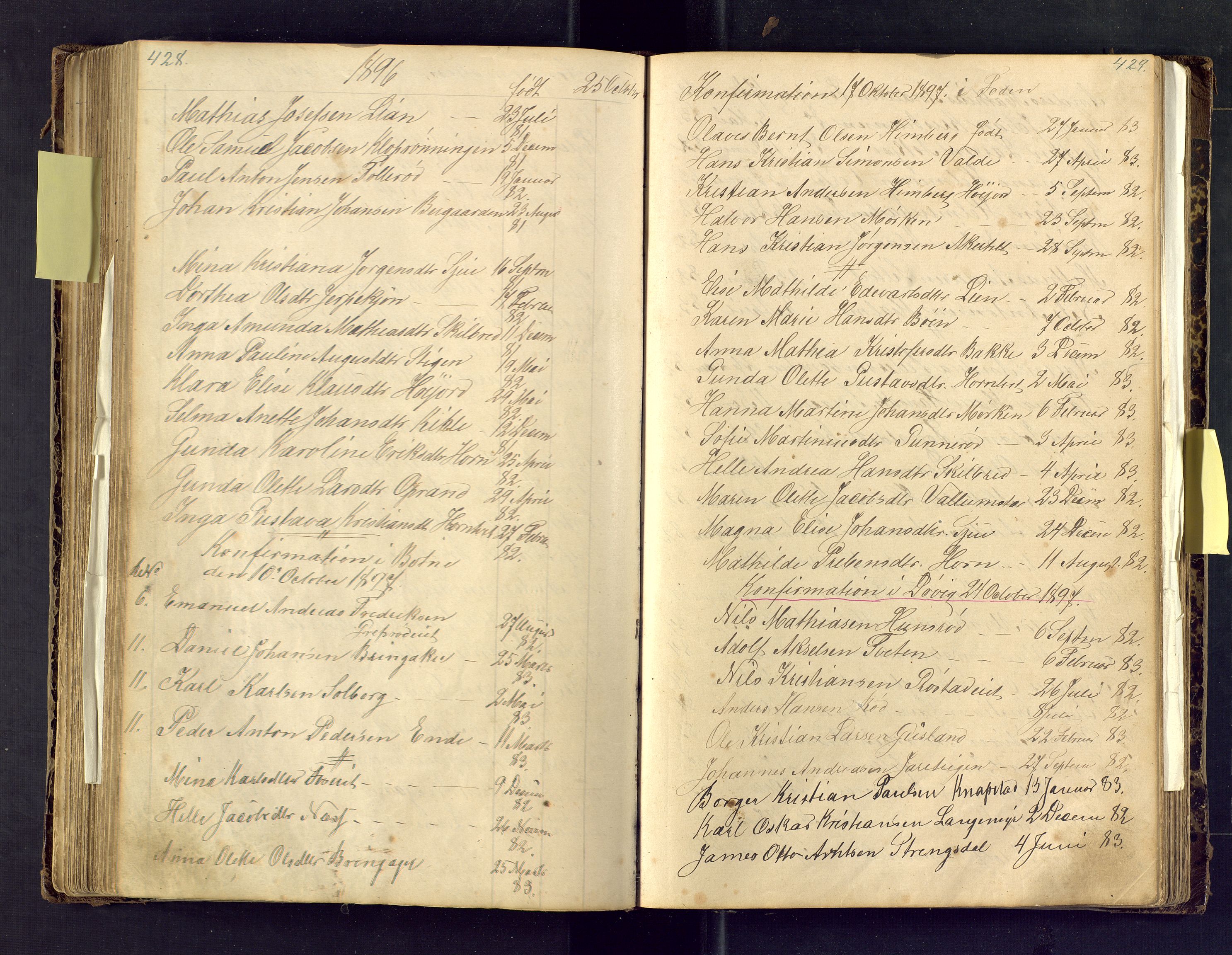 Den evangelisk lutherske frimenighet i Jarlsbergs grevskap med flere steder, SAKO/P-1384/F/Fa/L0001: Dissenter register no. Fa/L0001, 1872-1925, p. 428-429