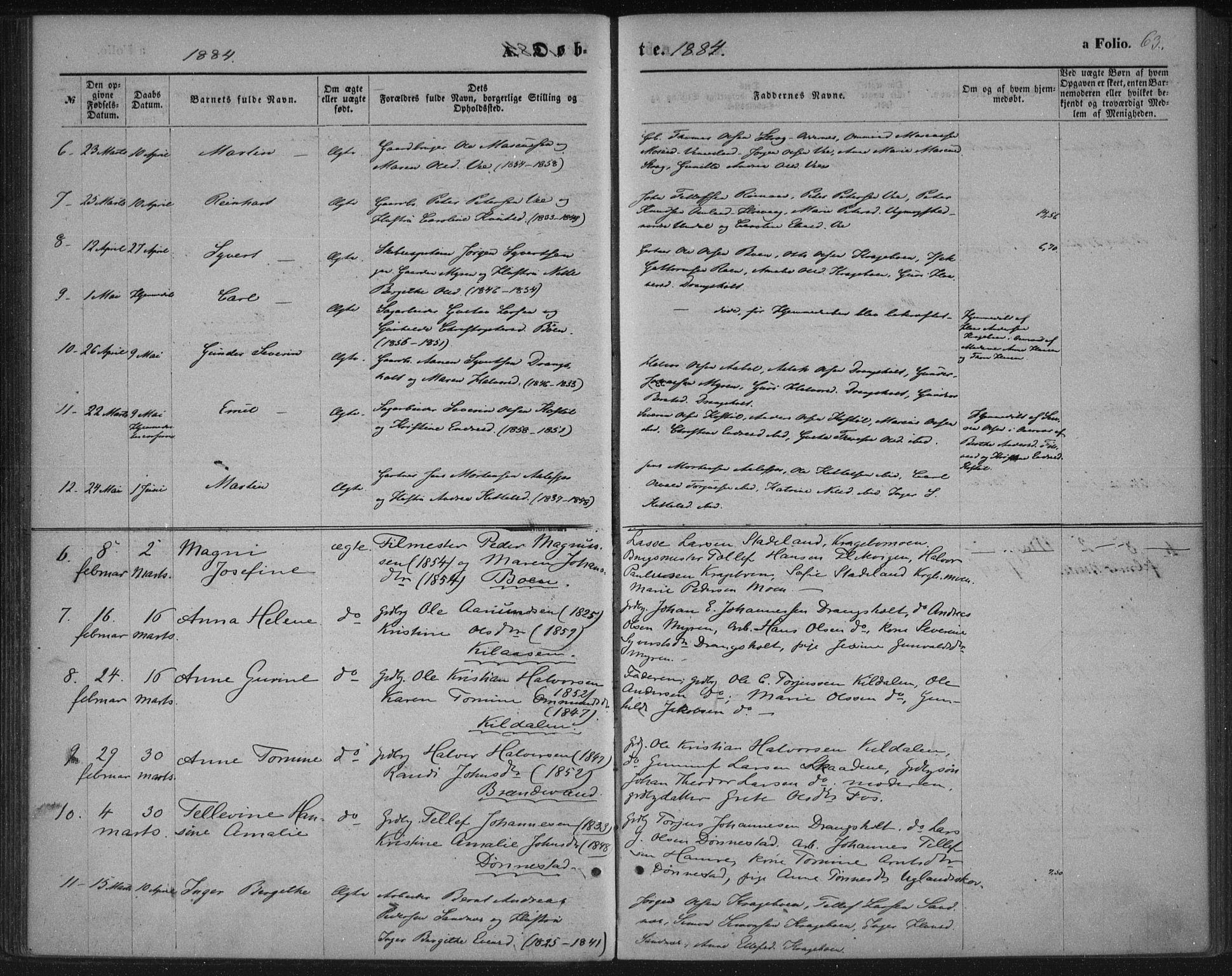 Tveit sokneprestkontor, AV/SAK-1111-0043/F/Fa/L0006: Parish register (official) no. A 6, 1872-1886, p. 63