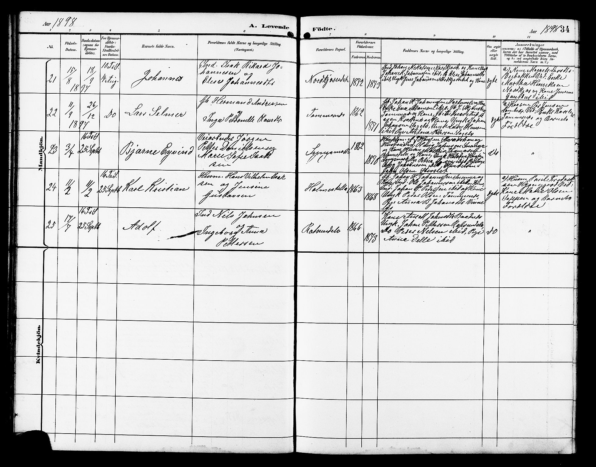 Skjervøy sokneprestkontor, AV/SATØ-S-1300/H/Ha/Hab/L0021klokker: Parish register (copy) no. 21, 1893-1910, p. 34