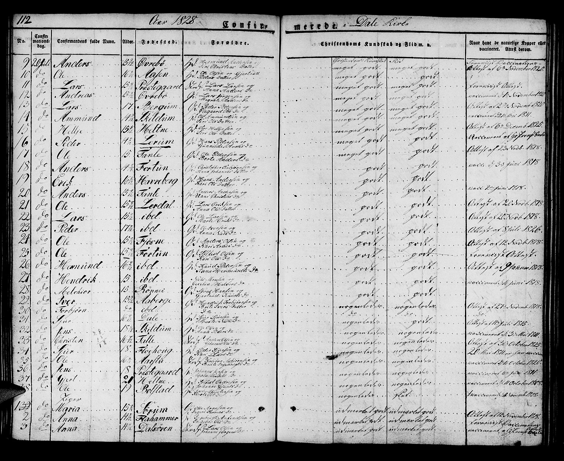 Luster sokneprestembete, SAB/A-81101/H/Haa/Haaa/L0004: Parish register (official) no. A 4, 1821-1832, p. 112