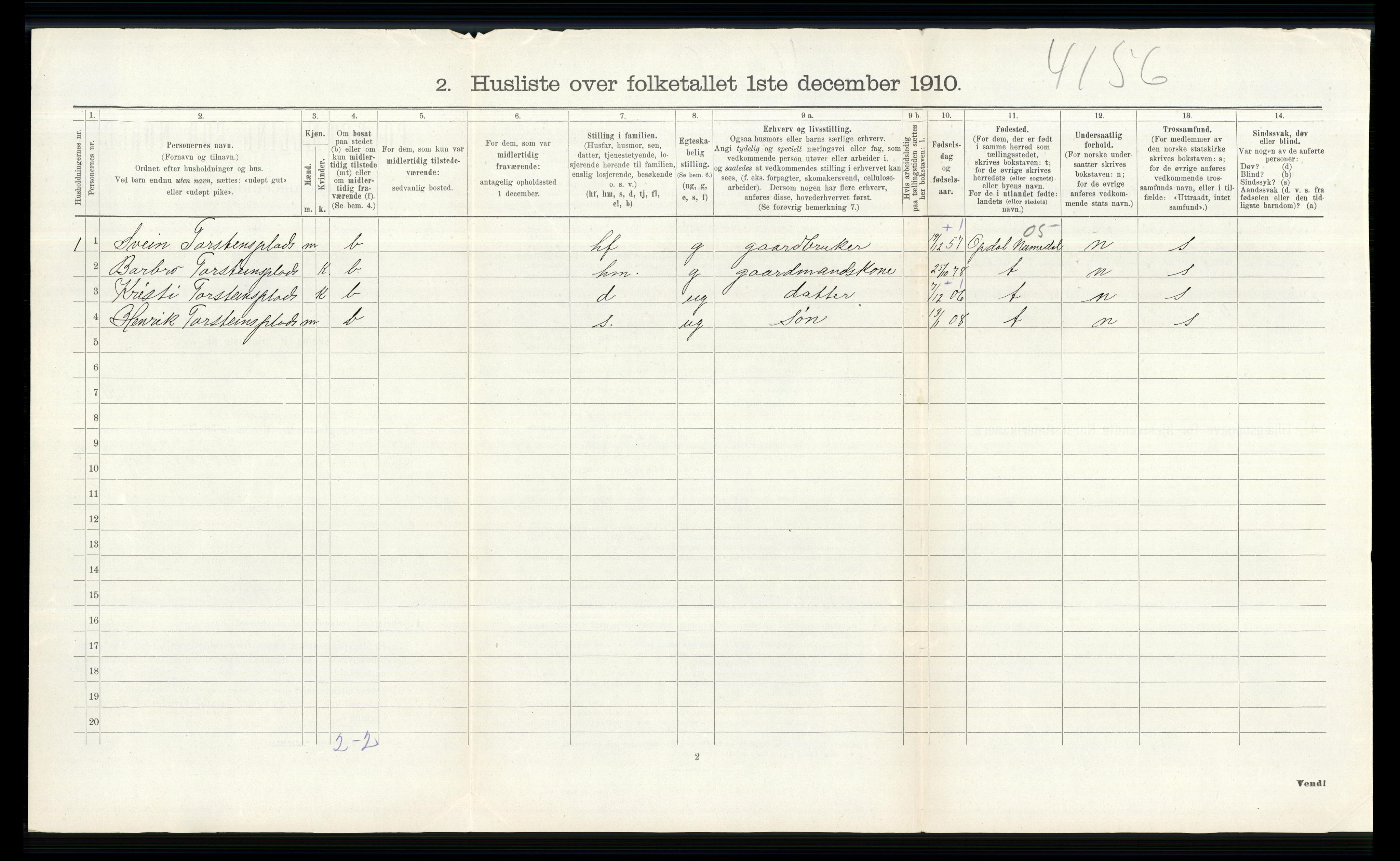 RA, 1910 census for Hol, 1910, p. 730