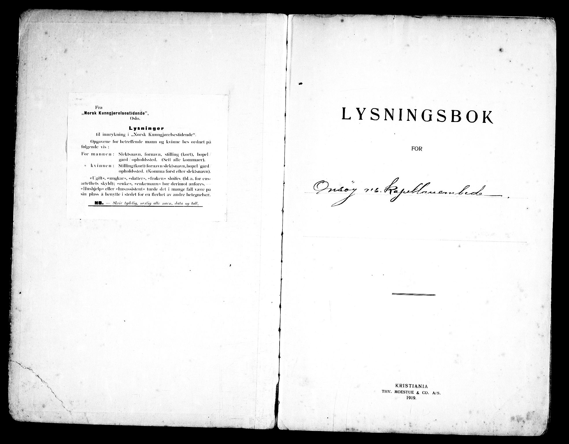 Onsøy prestekontor Kirkebøker, SAO/A-10914/H/Hb/L0001: Banns register no. II 1, 1919-1949