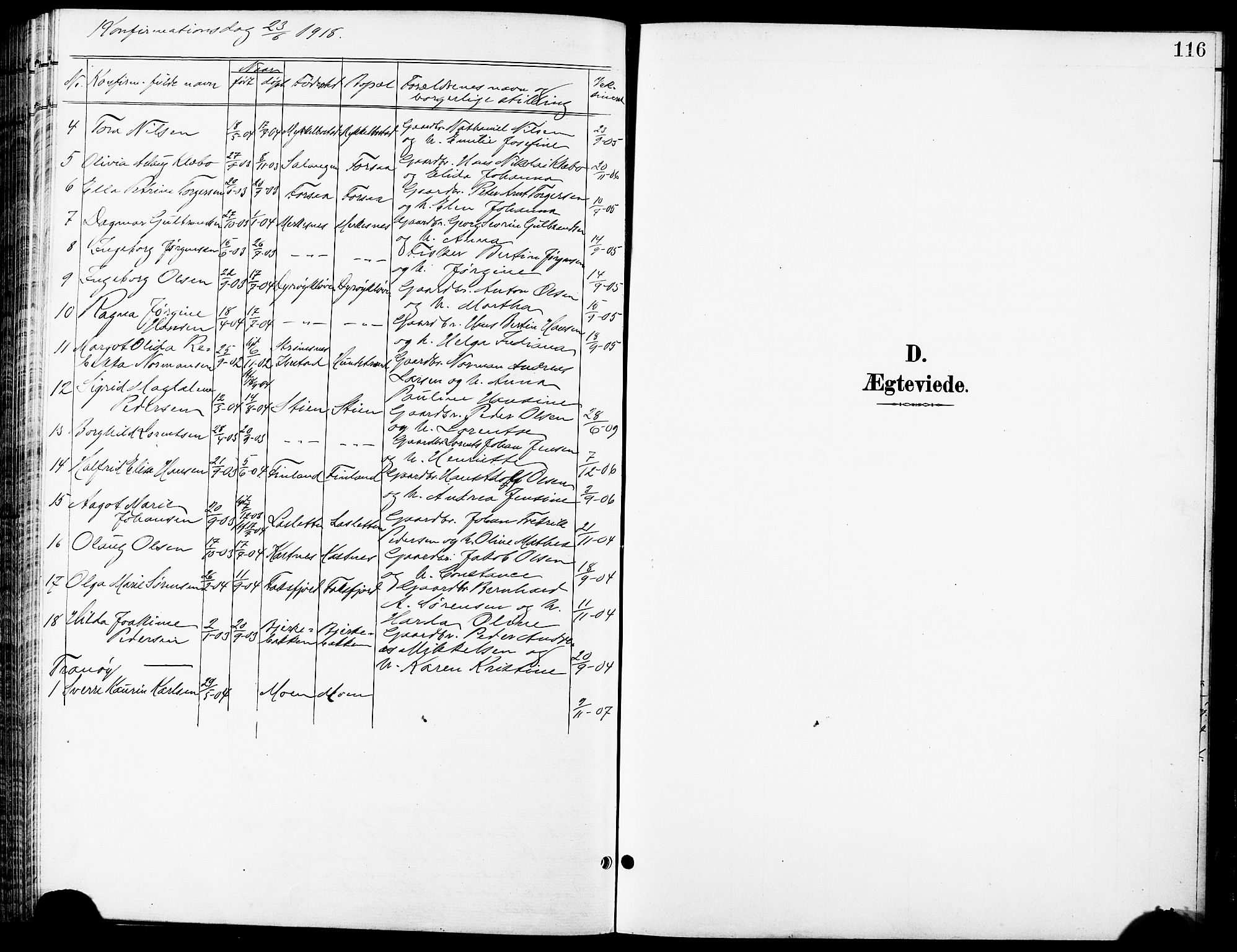 Tranøy sokneprestkontor, SATØ/S-1313/I/Ia/Iab/L0014klokker: Parish register (copy) no. 14, 1896-1918, p. 116