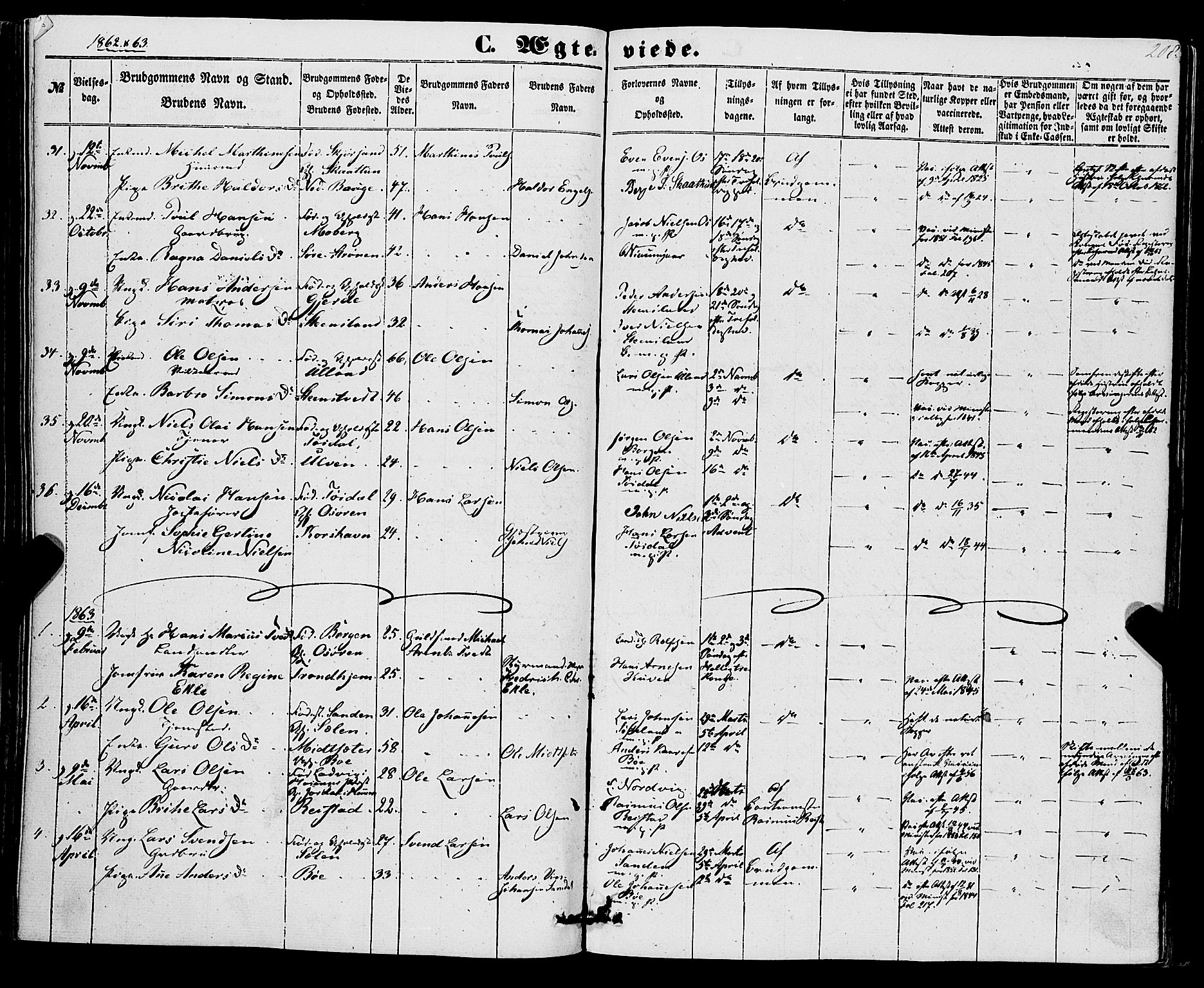 Os sokneprestembete, SAB/A-99929: Parish register (official) no. A 17, 1860-1873, p. 208