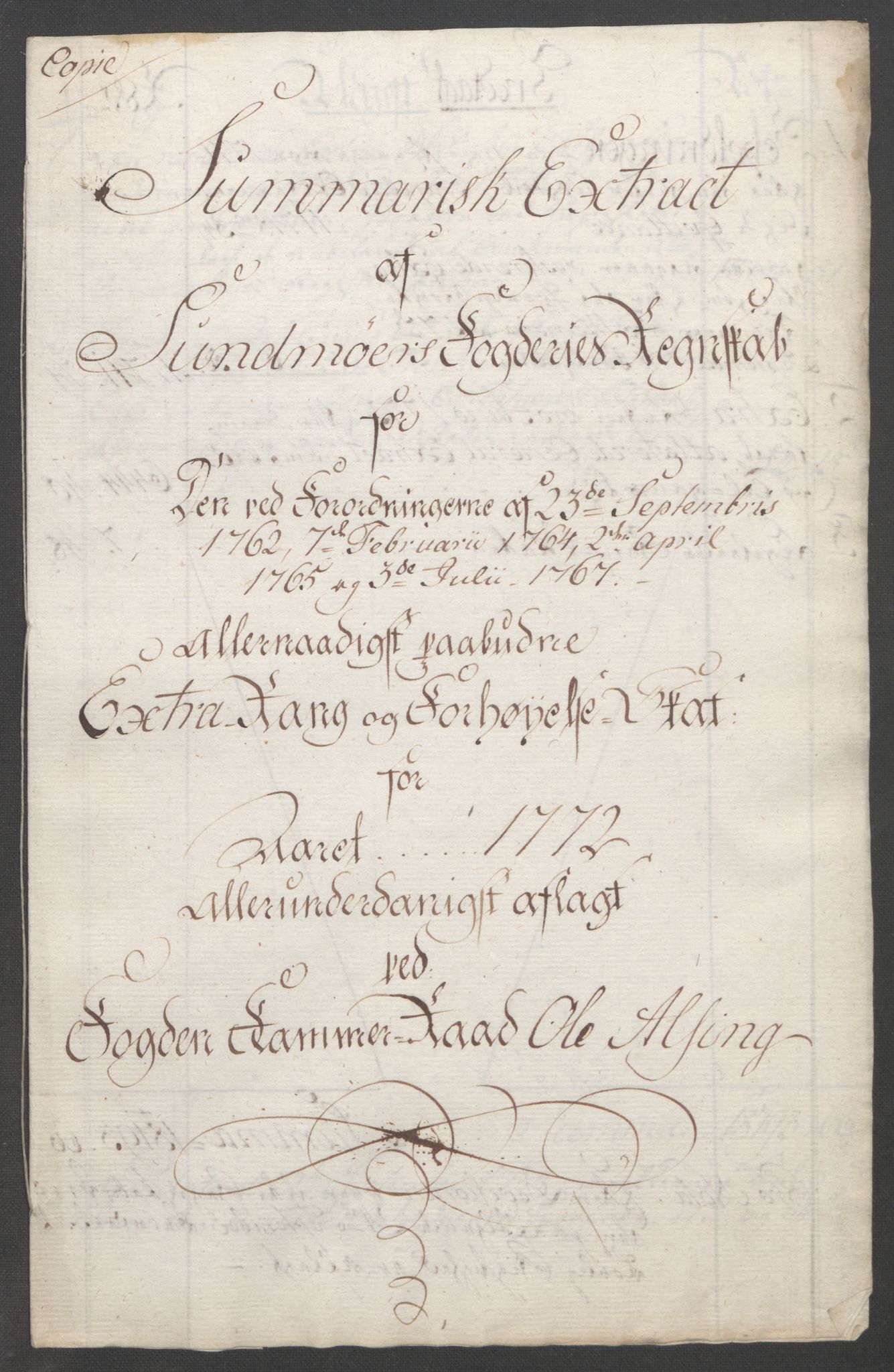 Rentekammeret inntil 1814, Reviderte regnskaper, Fogderegnskap, AV/RA-EA-4092/R54/L3645: Ekstraskatten Sunnmøre, 1762-1772, p. 232