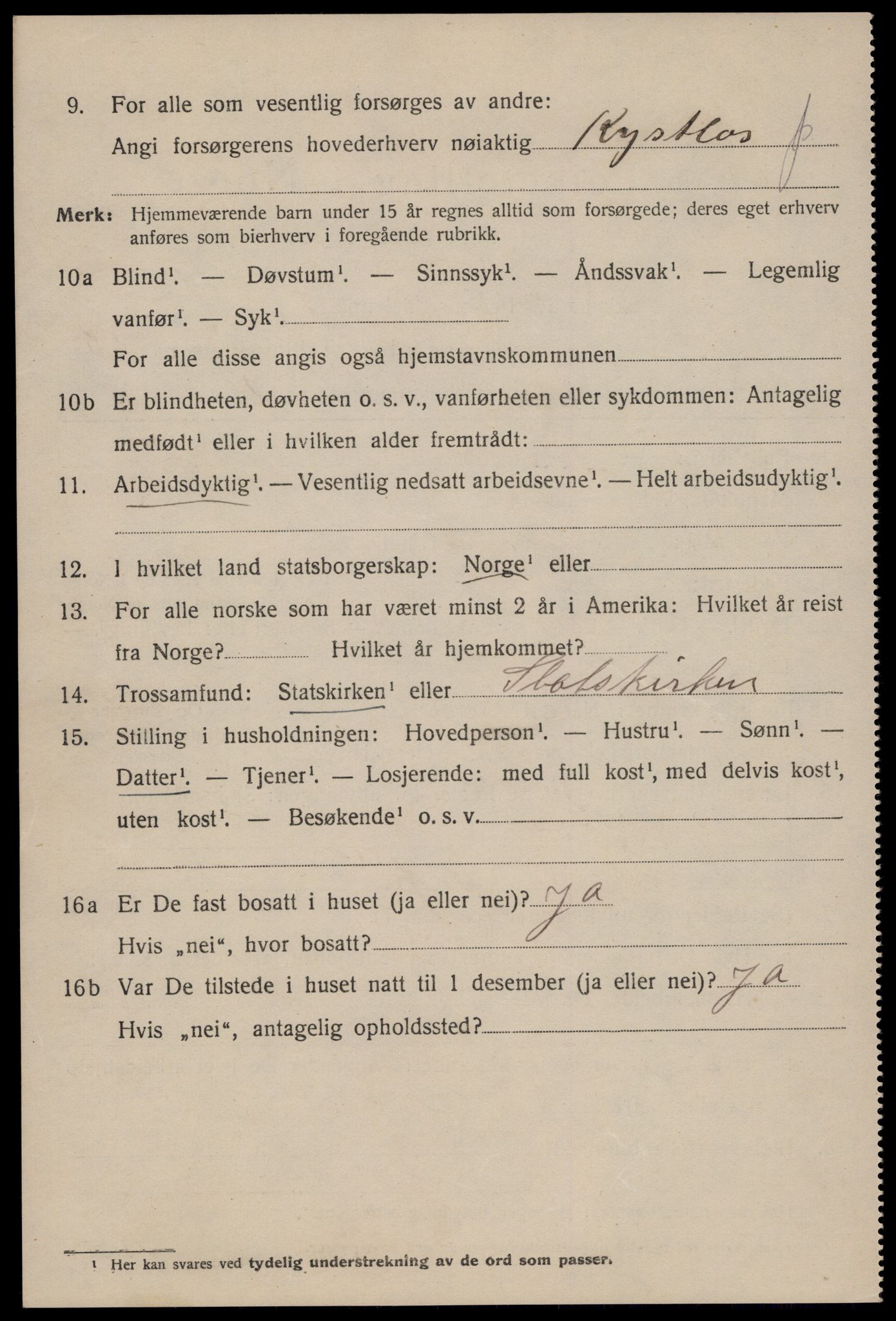 SAST, 1920 census for Stavanger, 1920, p. 95265
