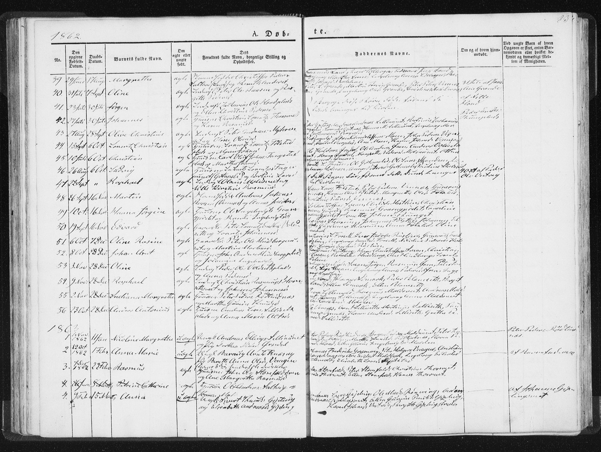 Ministerialprotokoller, klokkerbøker og fødselsregistre - Nord-Trøndelag, SAT/A-1458/744/L0418: Parish register (official) no. 744A02, 1843-1866, p. 83