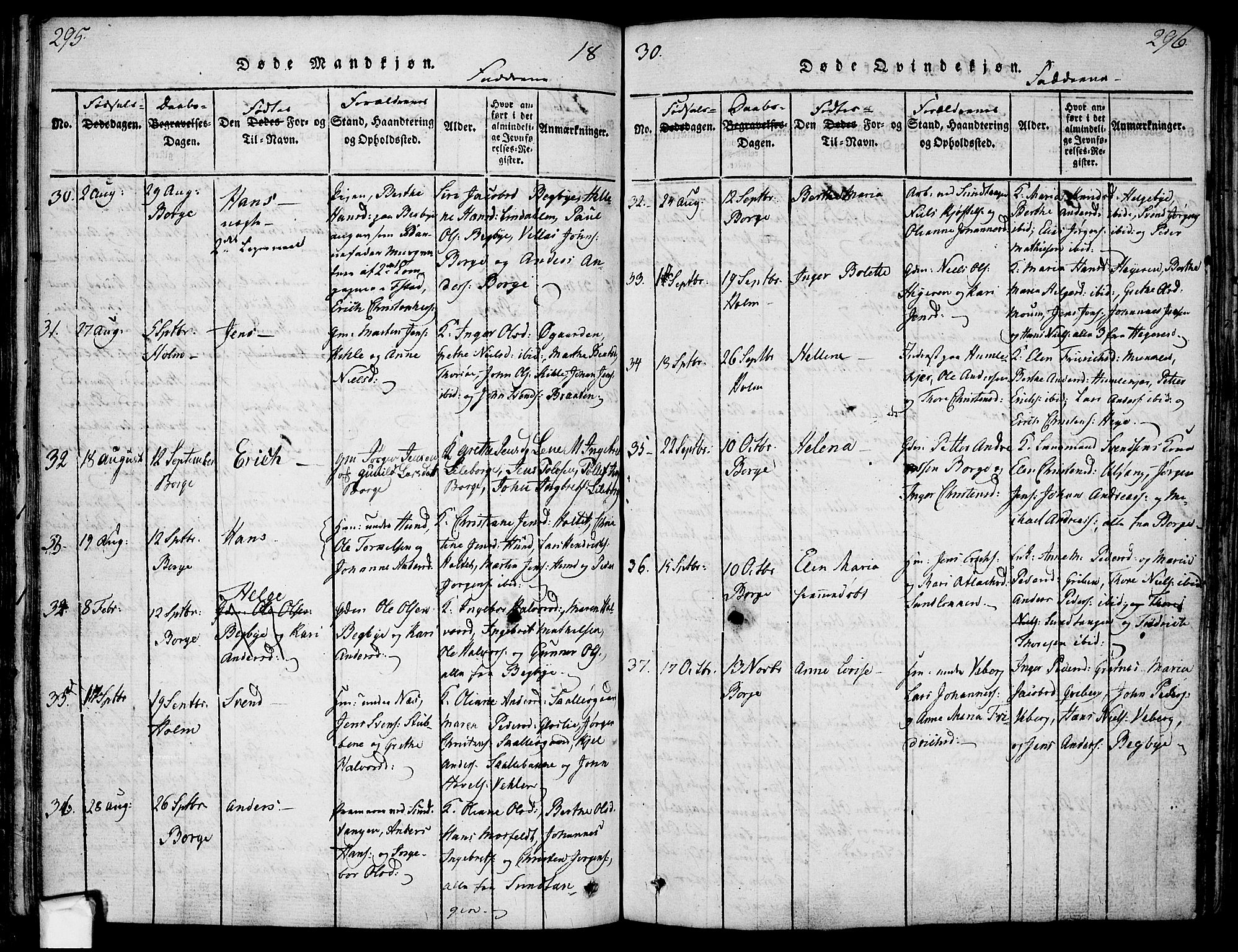 Borge prestekontor Kirkebøker, AV/SAO-A-10903/F/Fa/L0003: Parish register (official) no. I 3, 1815-1836, p. 295-296