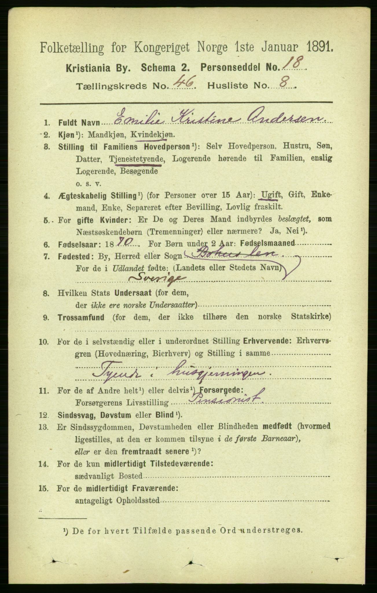 RA, 1891 census for 0301 Kristiania, 1891, p. 28108