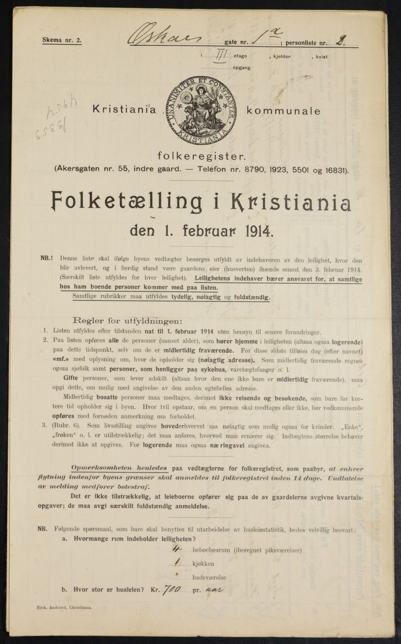 OBA, Municipal Census 1914 for Kristiania, 1914, p. 76119