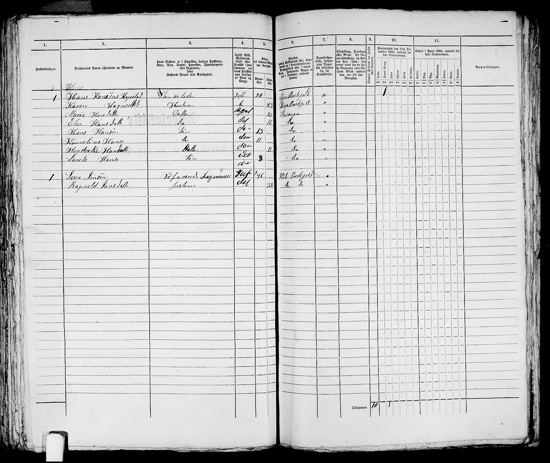 RA, 1865 census for Stavanger, 1865, p. 2821