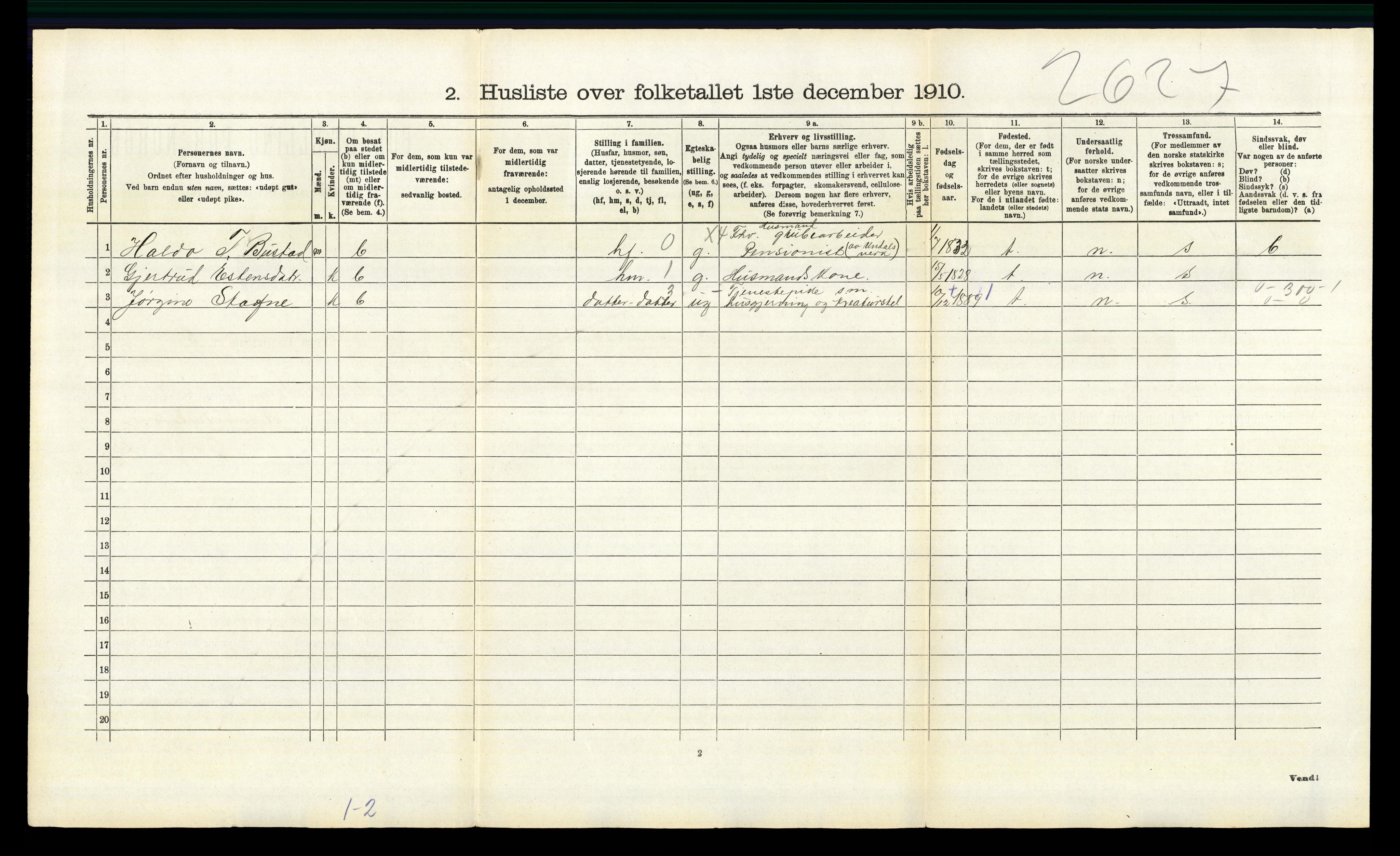 RA, 1910 census for Lille Elvedalen, 1910, p. 1272