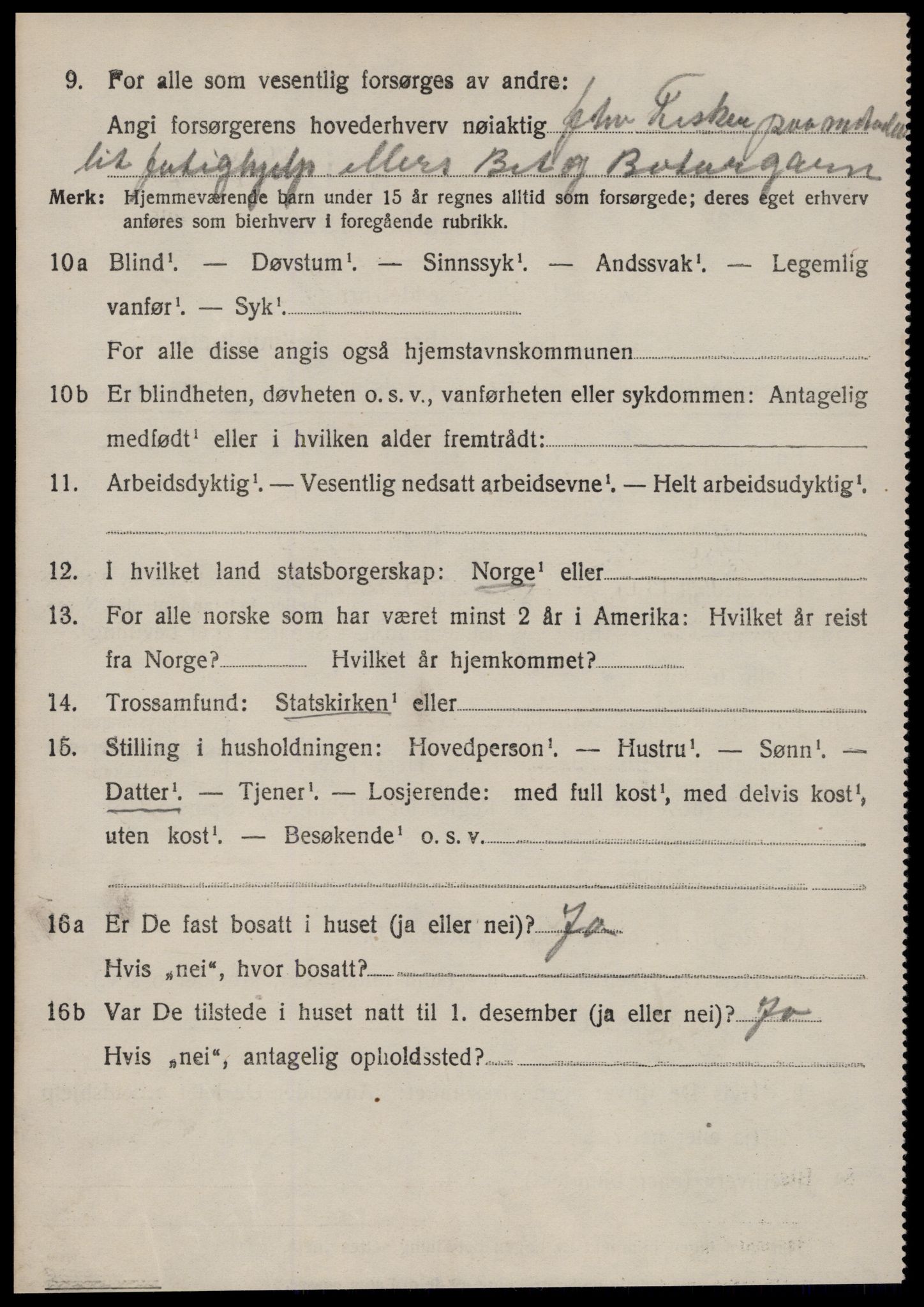 SAT, 1920 census for Vatne, 1920, p. 3333