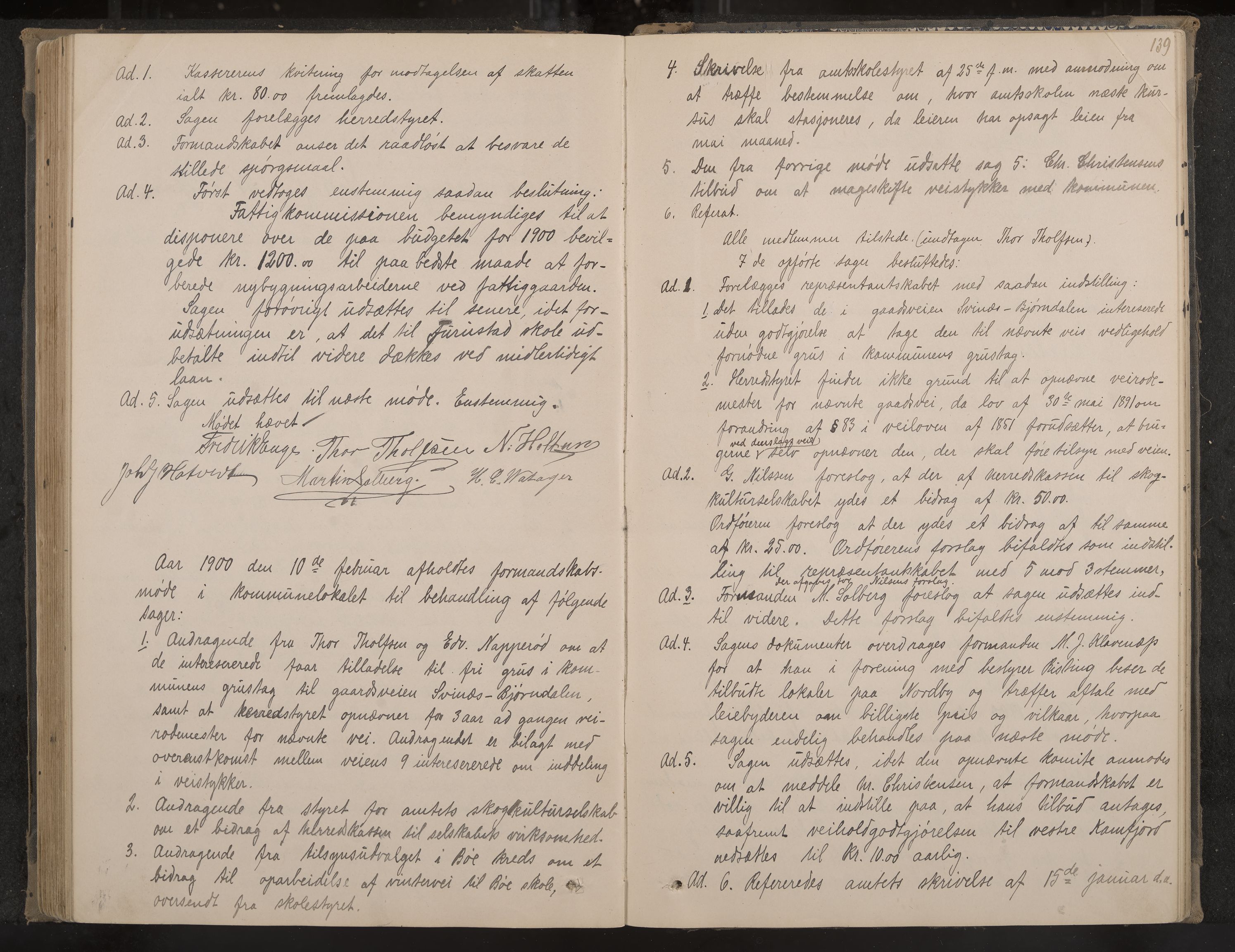 Sandar formannskap og sentraladministrasjon, IKAK/0724021/A/Aa/L0002: Møtebok, 1895-1900, p. 139