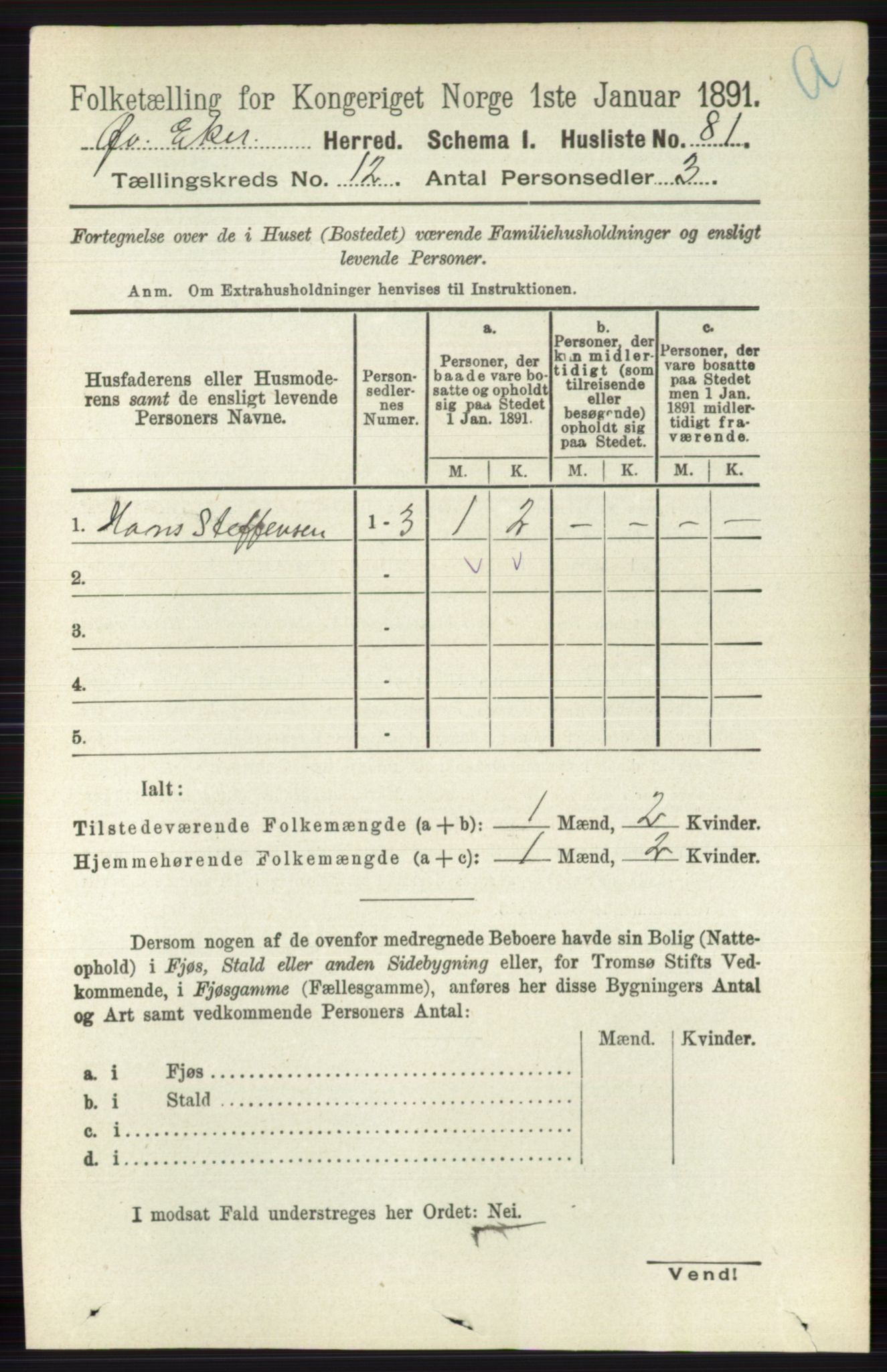 RA, 1891 census for 0624 Øvre Eiker, 1891, p. 5280