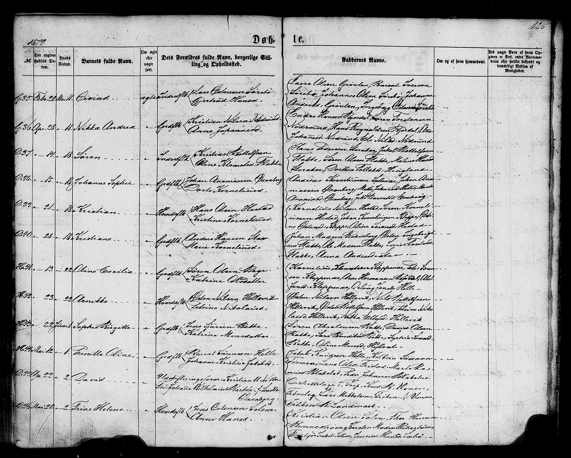 Fjaler sokneprestembete, AV/SAB-A-79801/H/Haa/Haaa/L0007: Parish register (official) no. A 7, 1862-1881, p. 126