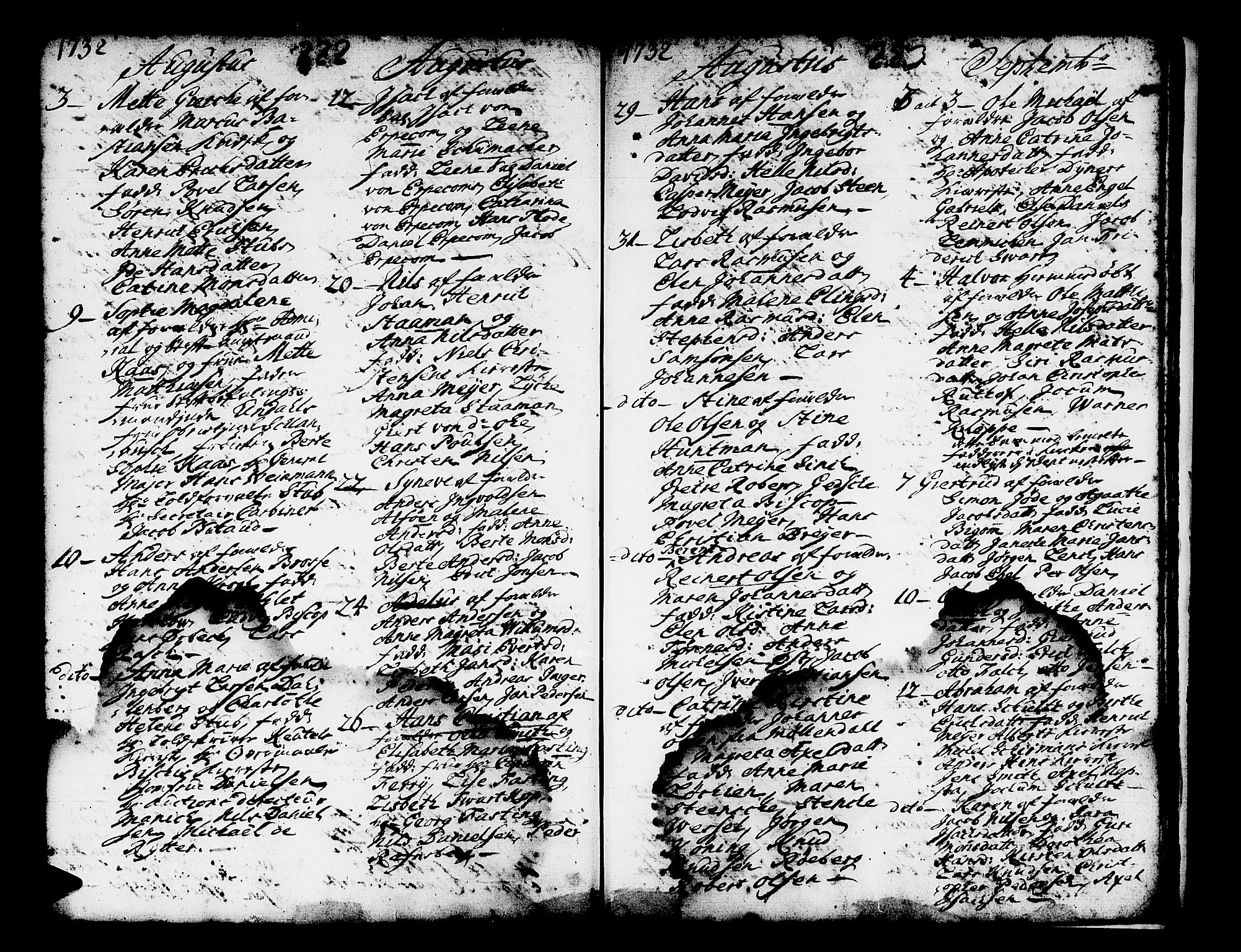 Domkirken sokneprestembete, SAB/A-74801/H/Haa/L0001: Parish register (official) no. A 1, 1719-1732, p. 222-223