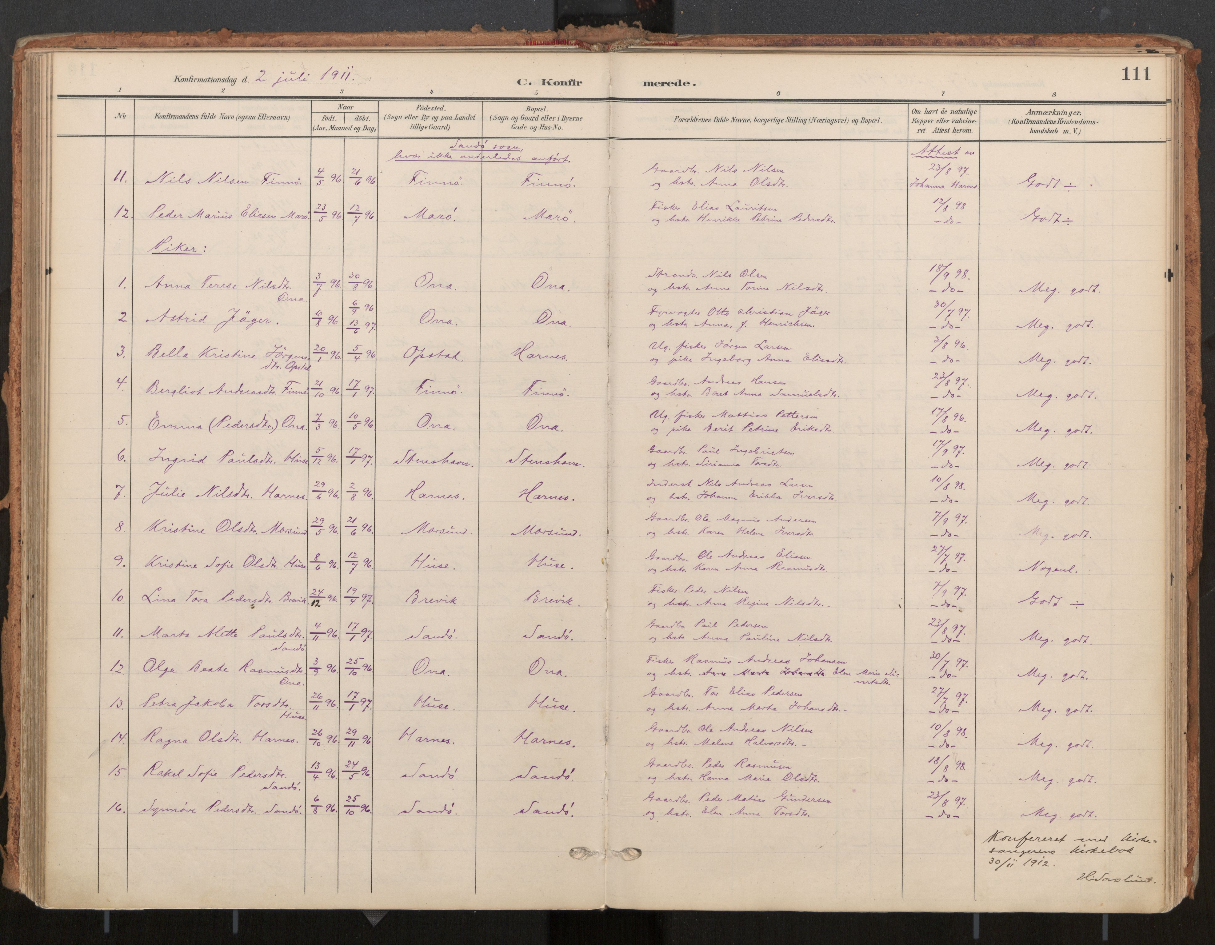 Ministerialprotokoller, klokkerbøker og fødselsregistre - Møre og Romsdal, AV/SAT-A-1454/561/L0730: Parish register (official) no. 561A04, 1901-1929, p. 111