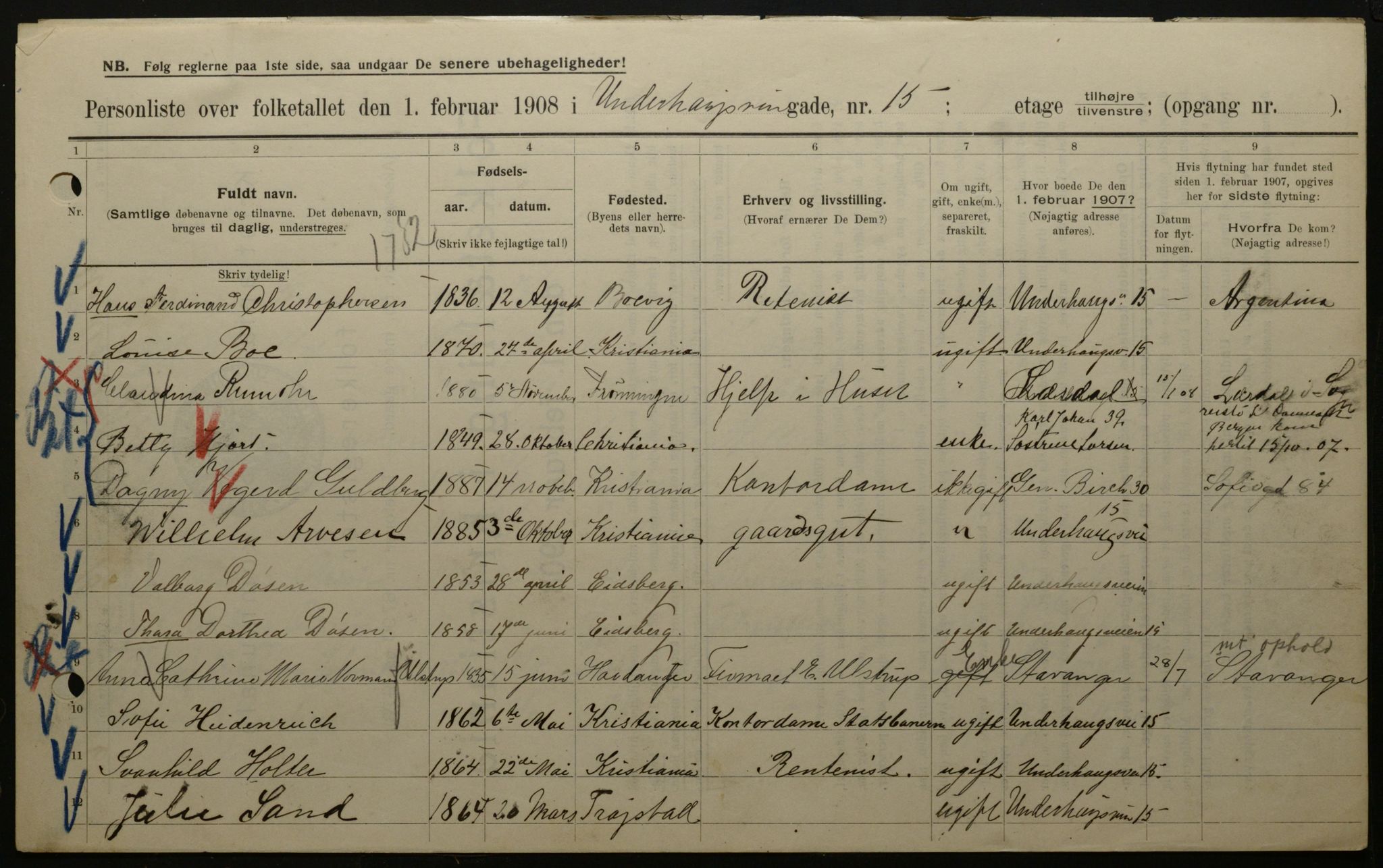 OBA, Municipal Census 1908 for Kristiania, 1908, p. 107634