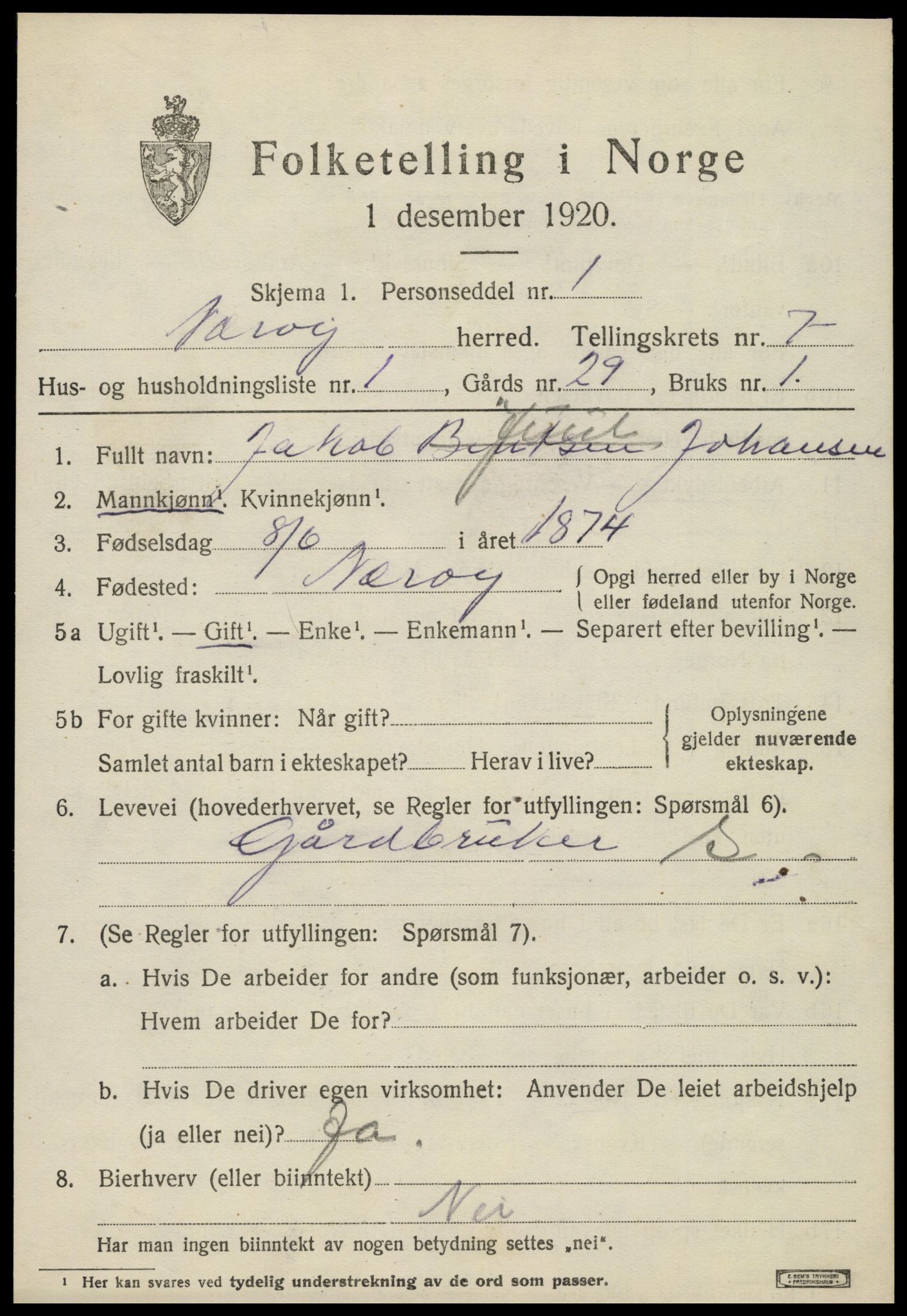 SAT, 1920 census for Nærøy, 1920, p. 3957