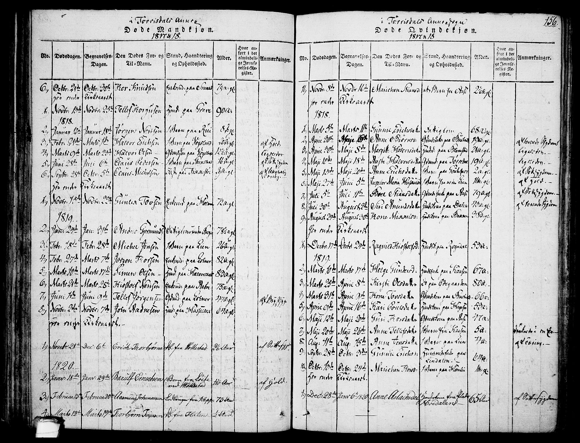 Drangedal kirkebøker, SAKO/A-258/F/Fa/L0005: Parish register (official) no. 5 /2, 1814-1831, p. 156
