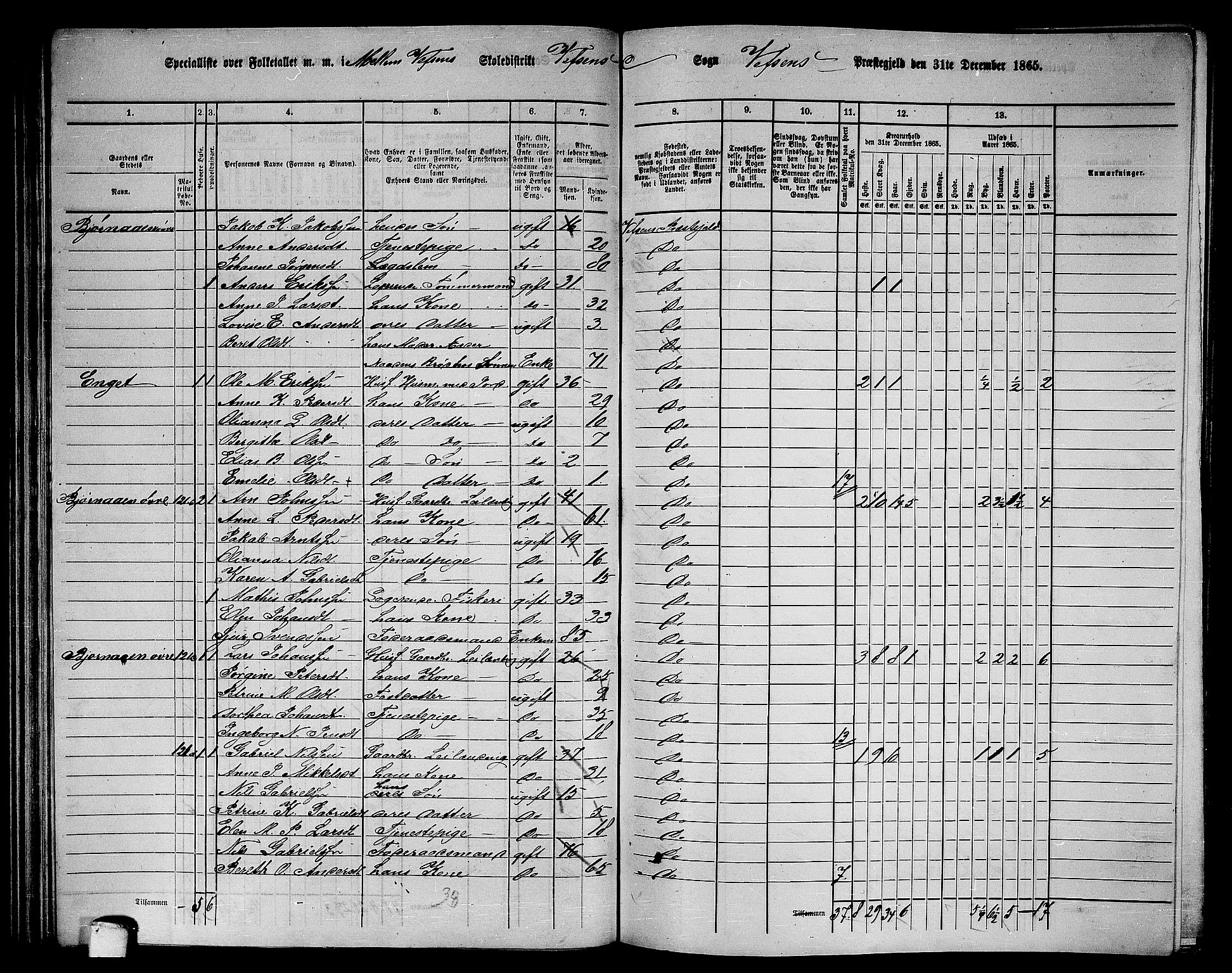 RA, 1865 census for Vefsn, 1865, p. 94