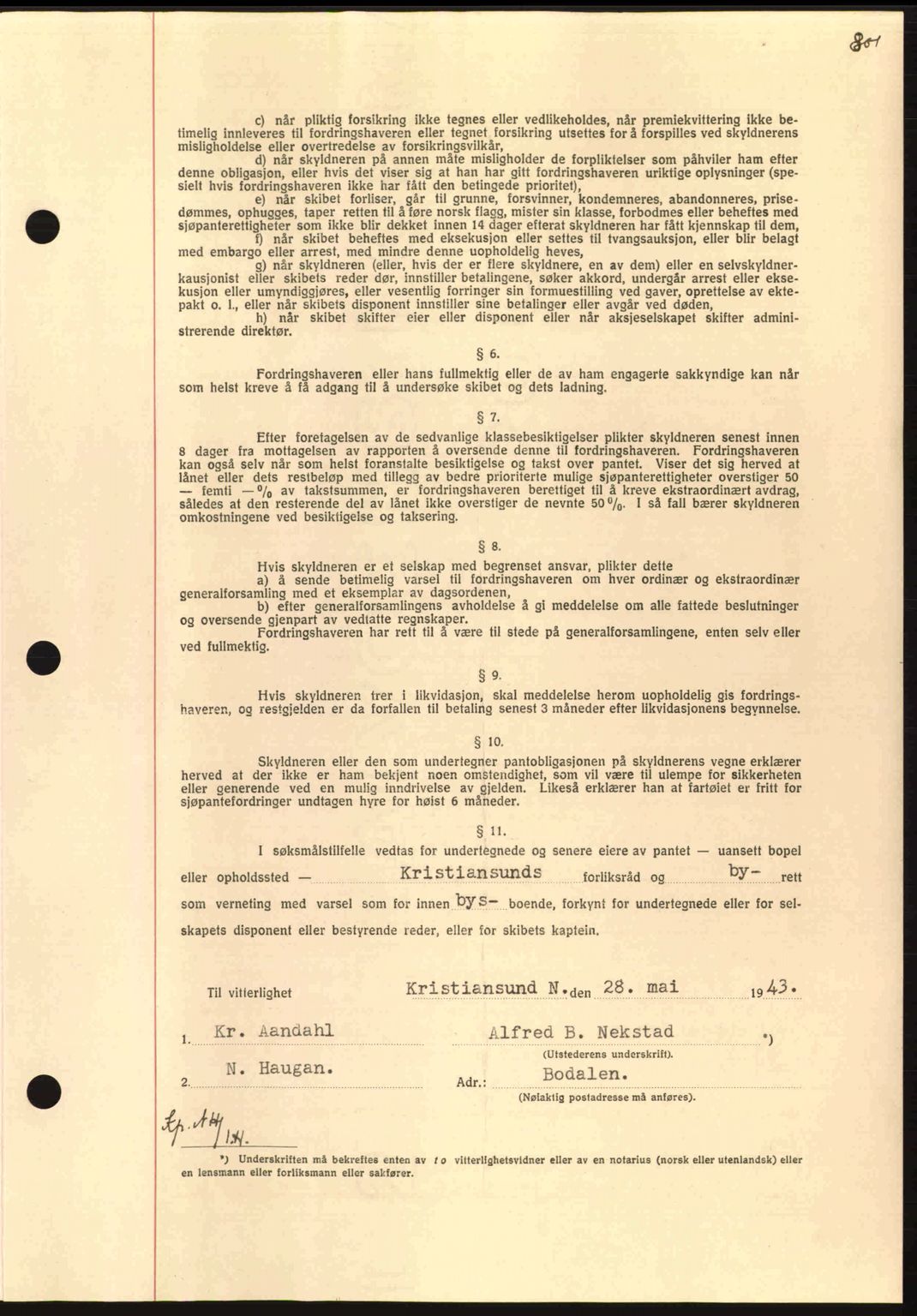 Nordmøre sorenskriveri, AV/SAT-A-4132/1/2/2Ca: Mortgage book no. B90, 1942-1943, Diary no: : 1390/1943