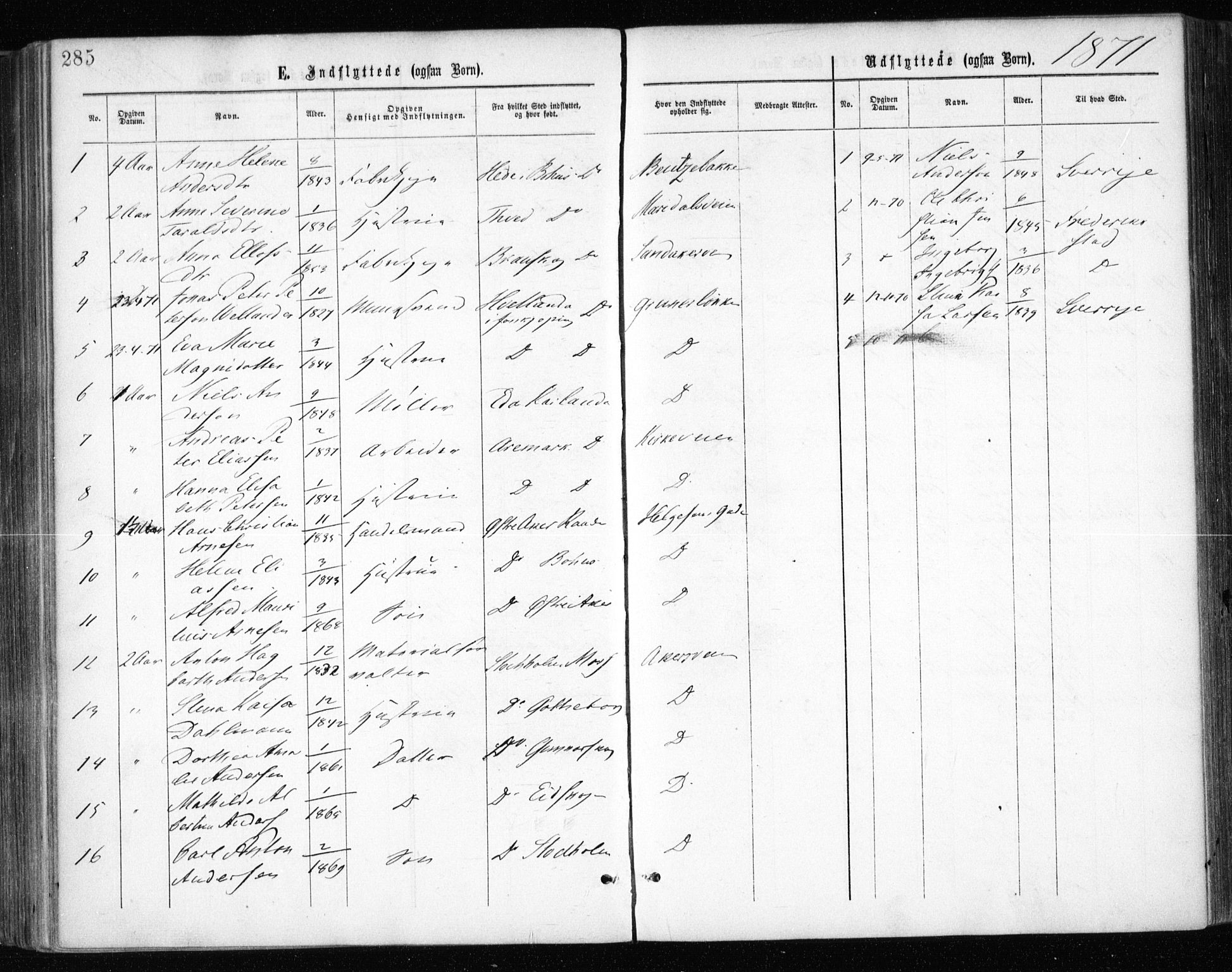 Gamle Aker prestekontor Kirkebøker, SAO/A-10617a/F/L0003: Parish register (official) no. 3, 1865-1873, p. 285