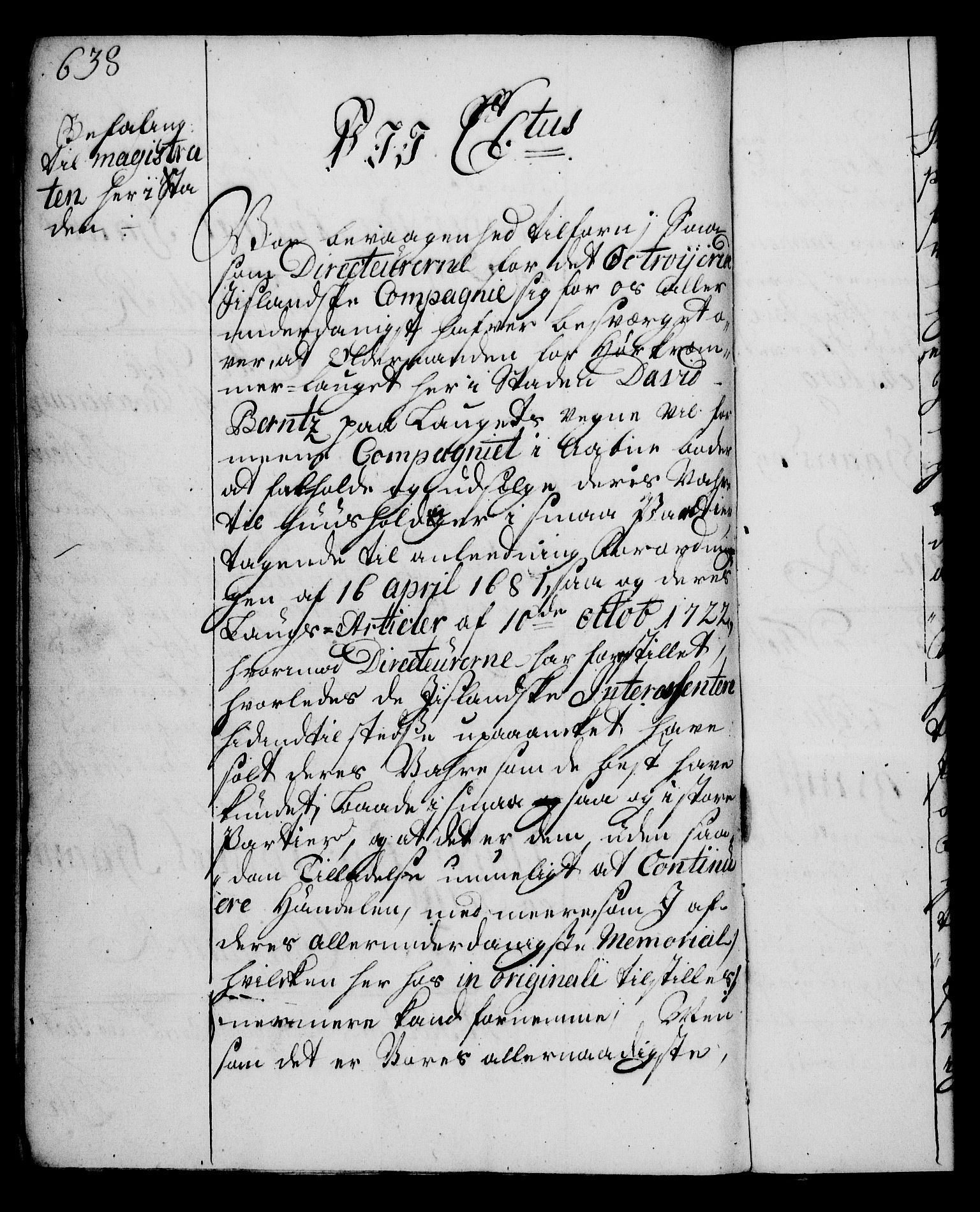 Rentekammeret, Kammerkanselliet, RA/EA-3111/G/Gg/Gga/L0003: Norsk ekspedisjonsprotokoll med register (merket RK 53.3), 1727-1734, p. 638