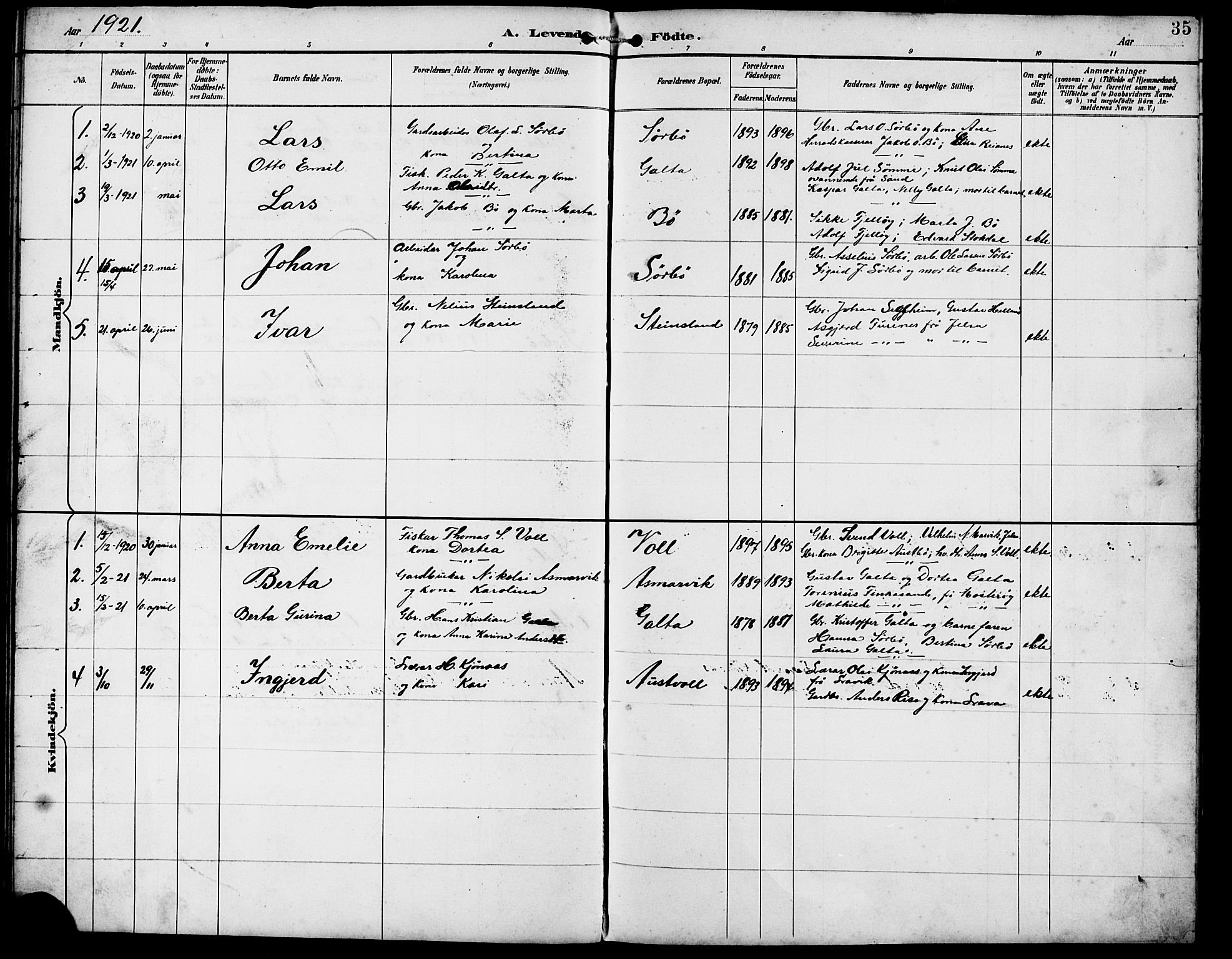 Rennesøy sokneprestkontor, AV/SAST-A -101827/H/Ha/Hab/L0012: Parish register (copy) no. B 11, 1894-1924, p. 35