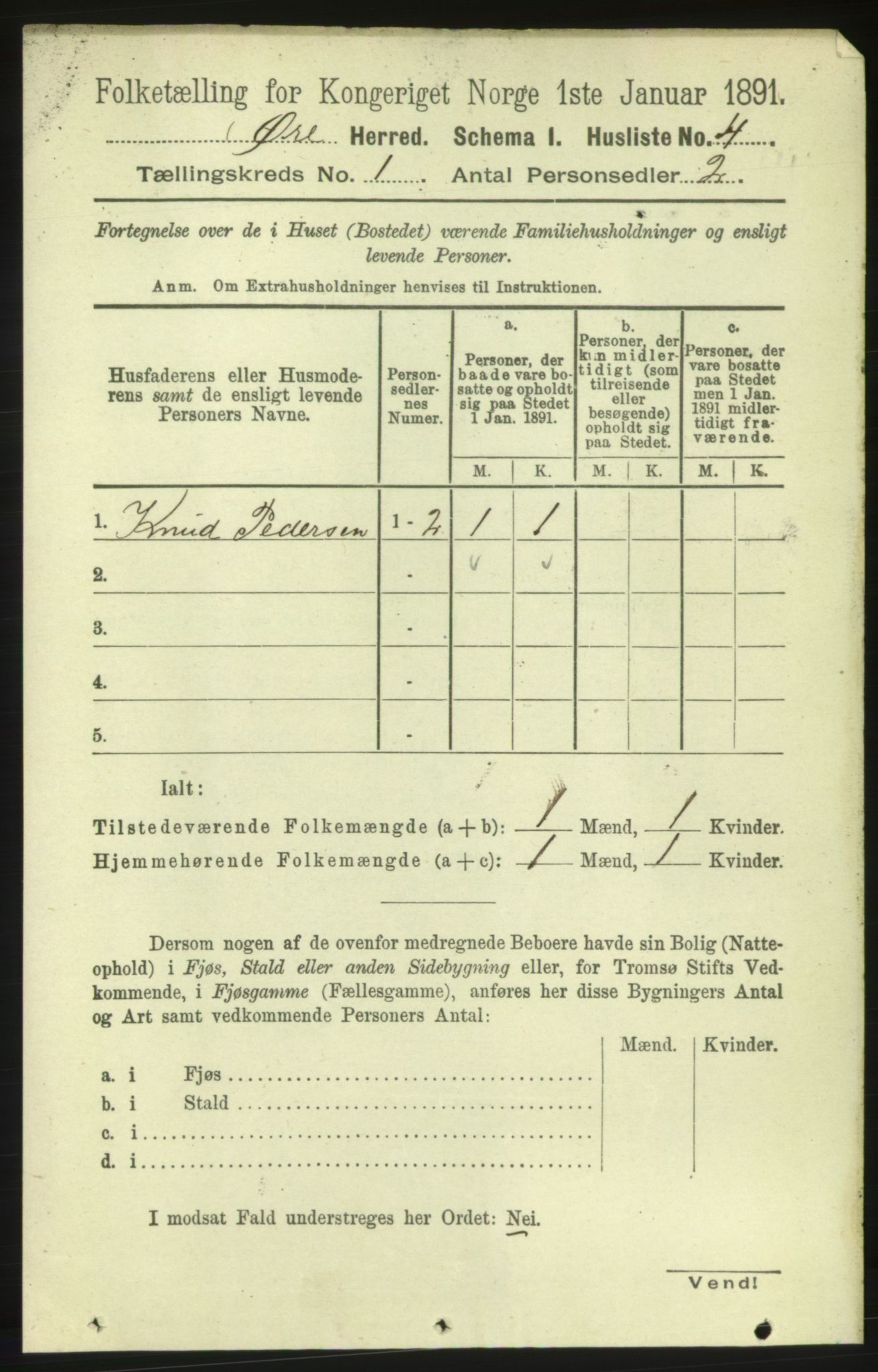 RA, 1891 census for 1558 Øre, 1891, p. 21