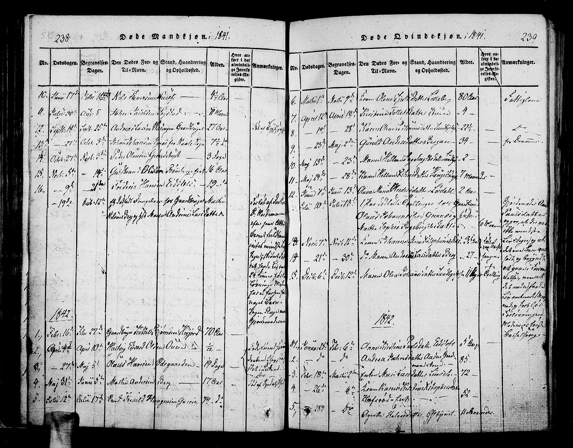 Hof kirkebøker, SAKO/A-64/F/Fa/L0004: Parish register (official) no. I 4, 1814-1843, p. 238-239