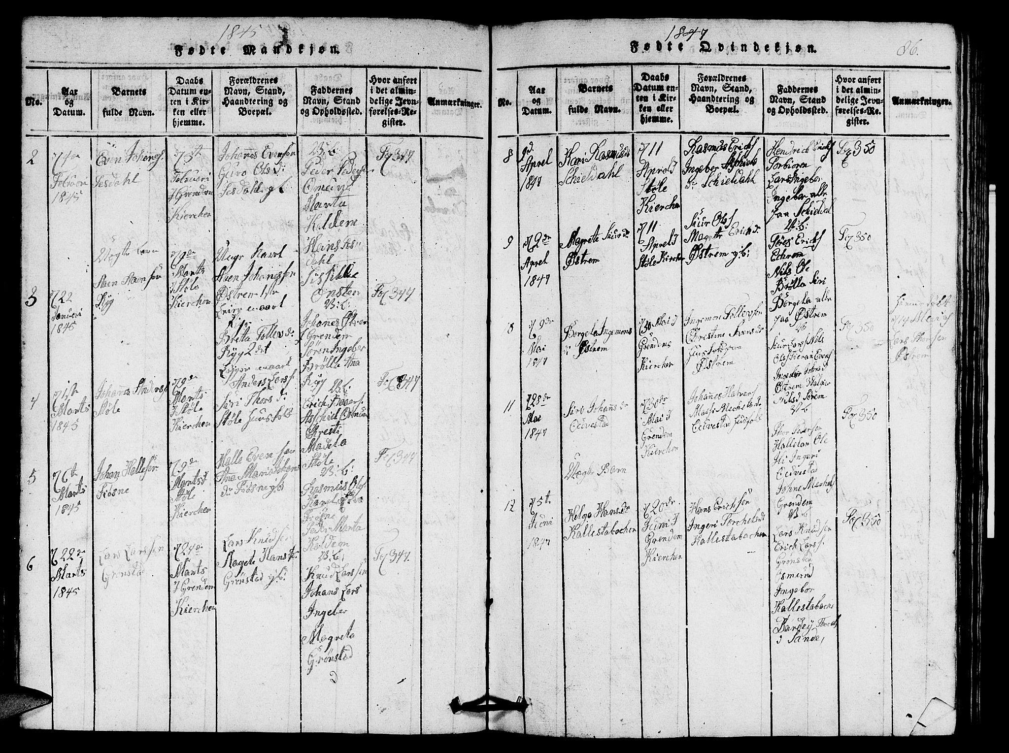 Etne sokneprestembete, SAB/A-75001/H/Hab: Parish register (copy) no. A 1, 1815-1849, p. 86