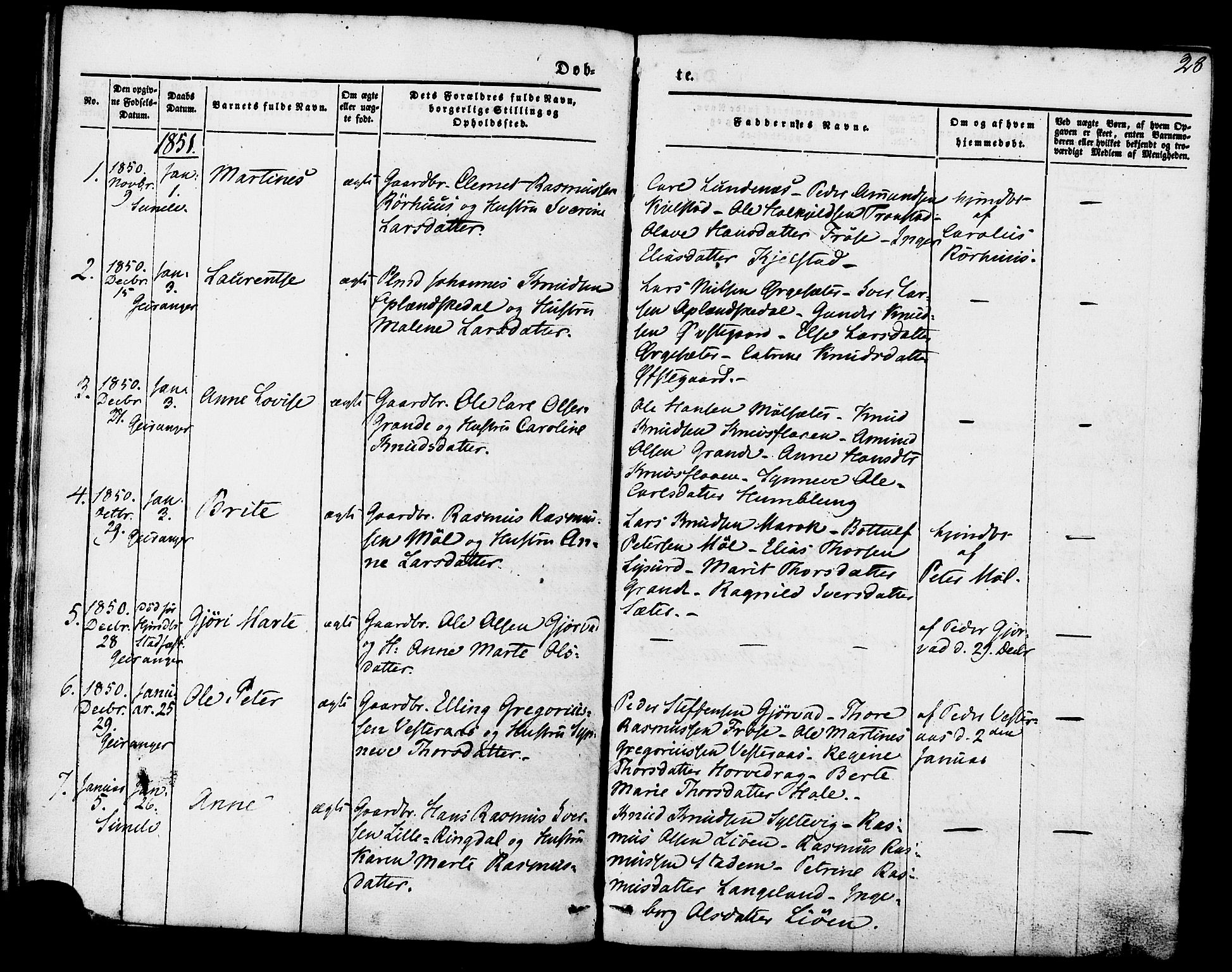 Ministerialprotokoller, klokkerbøker og fødselsregistre - Møre og Romsdal, SAT/A-1454/517/L0222: Parish register (official) no. 517A02, 1846-1862, p. 28