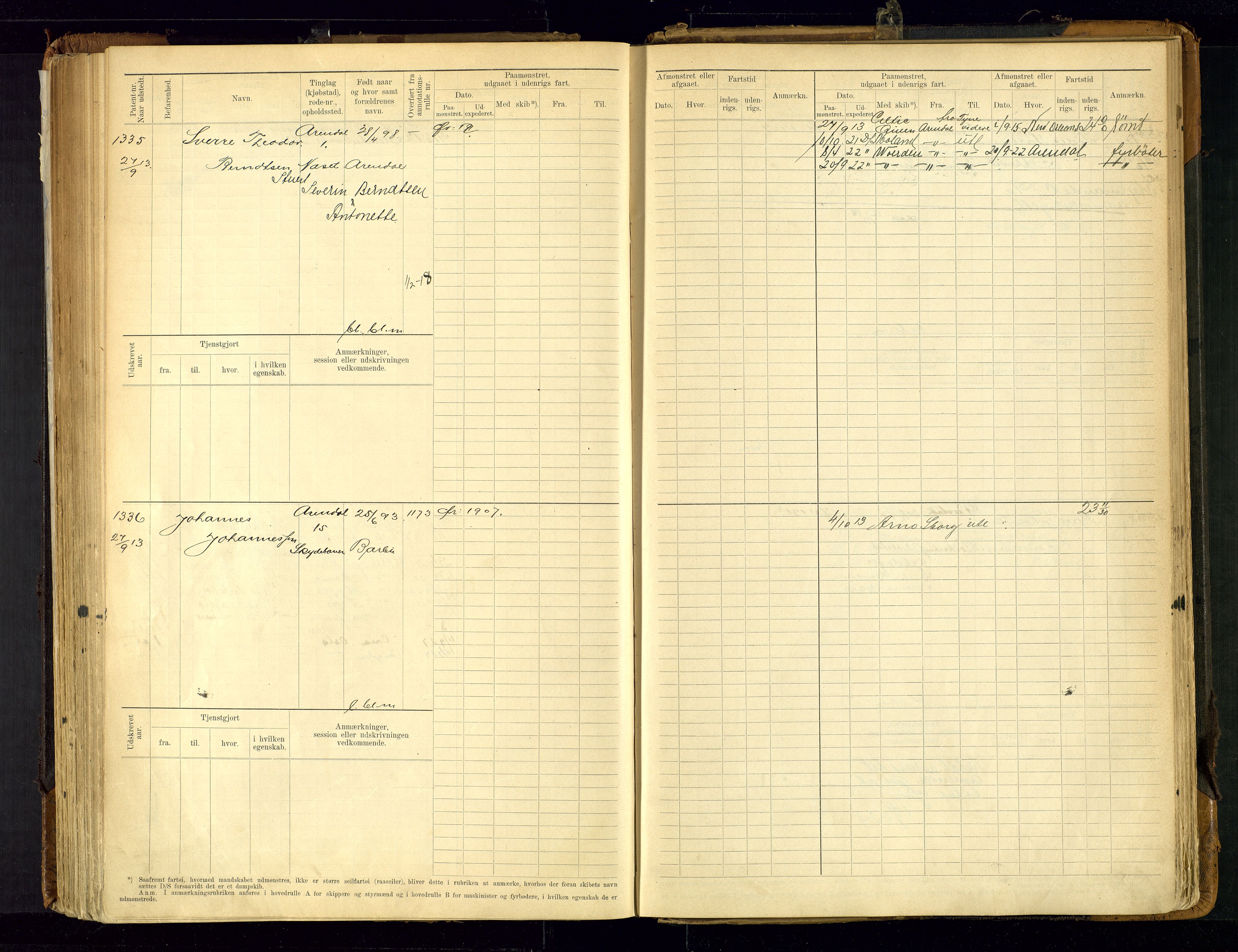 Arendal mønstringskrets, AV/SAK-2031-0012/F/Fb/L0021: Hovedrulle A nr 969-1465, S-19, 1910-1914, p. 188