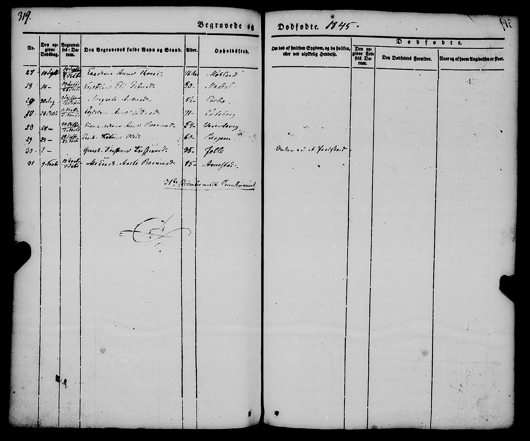 Gloppen sokneprestembete, AV/SAB-A-80101/H/Haa/Haaa/L0008: Parish register (official) no. A 8, 1837-1855, p. 319