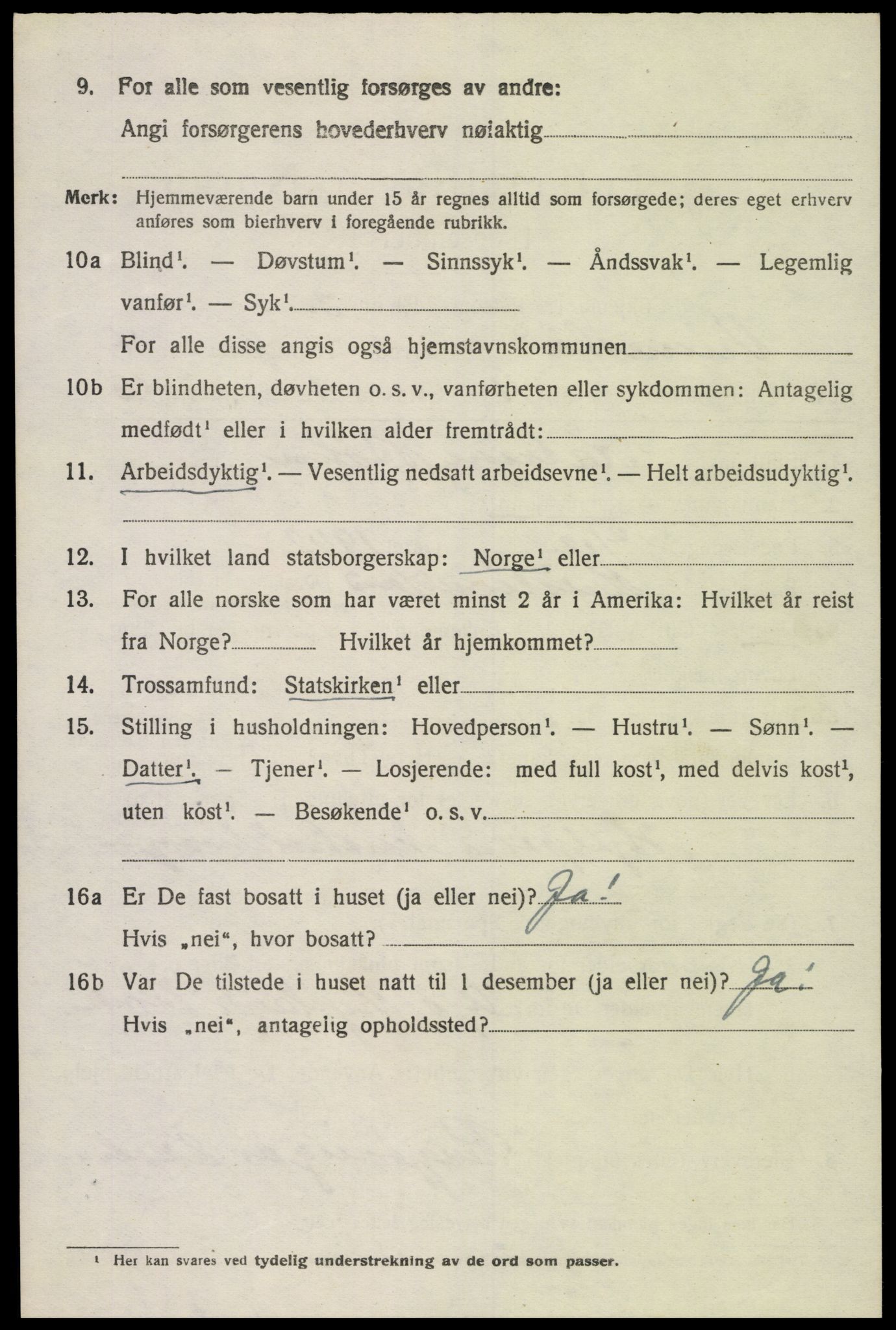 SAK, 1920 census for Vennesla, 1920, p. 2975