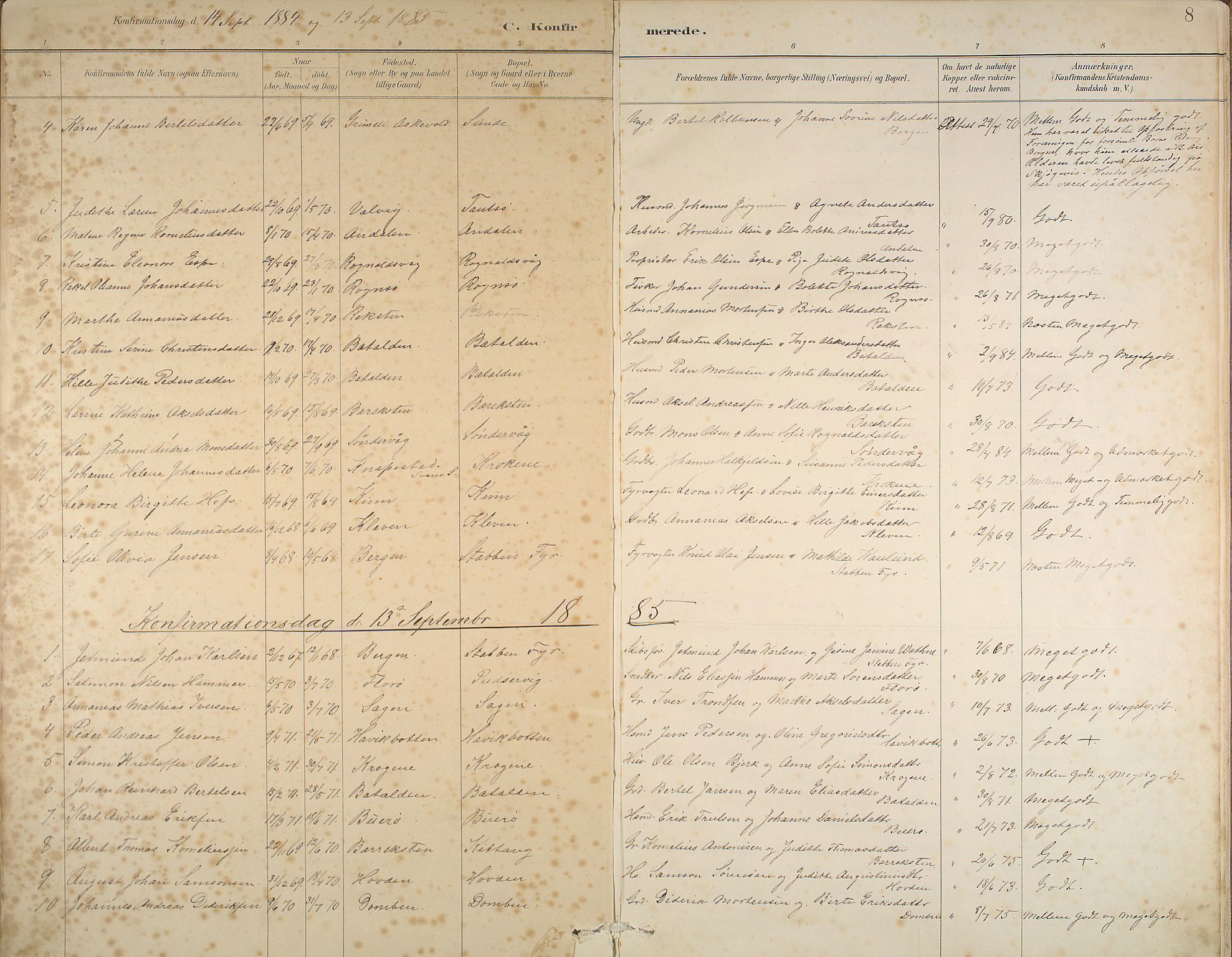 Kinn sokneprestembete, AV/SAB-A-80801/H/Haa/Haab/L0006: Parish register (official) no. B 6, 1883-1925, p. 8