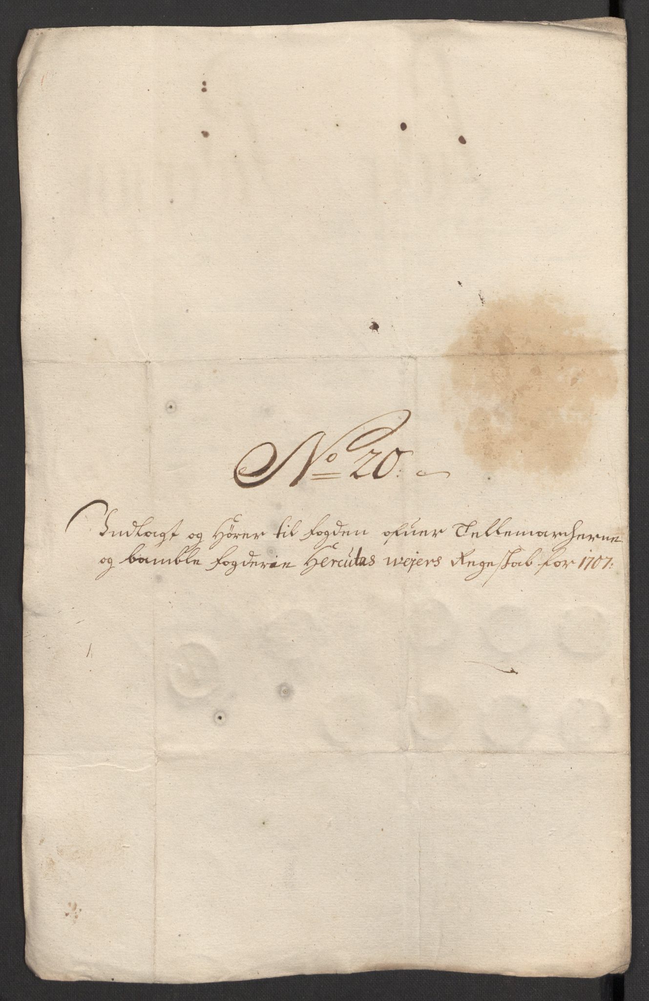 Rentekammeret inntil 1814, Reviderte regnskaper, Fogderegnskap, AV/RA-EA-4092/R36/L2117: Fogderegnskap Øvre og Nedre Telemark og Bamble, 1707, p. 502