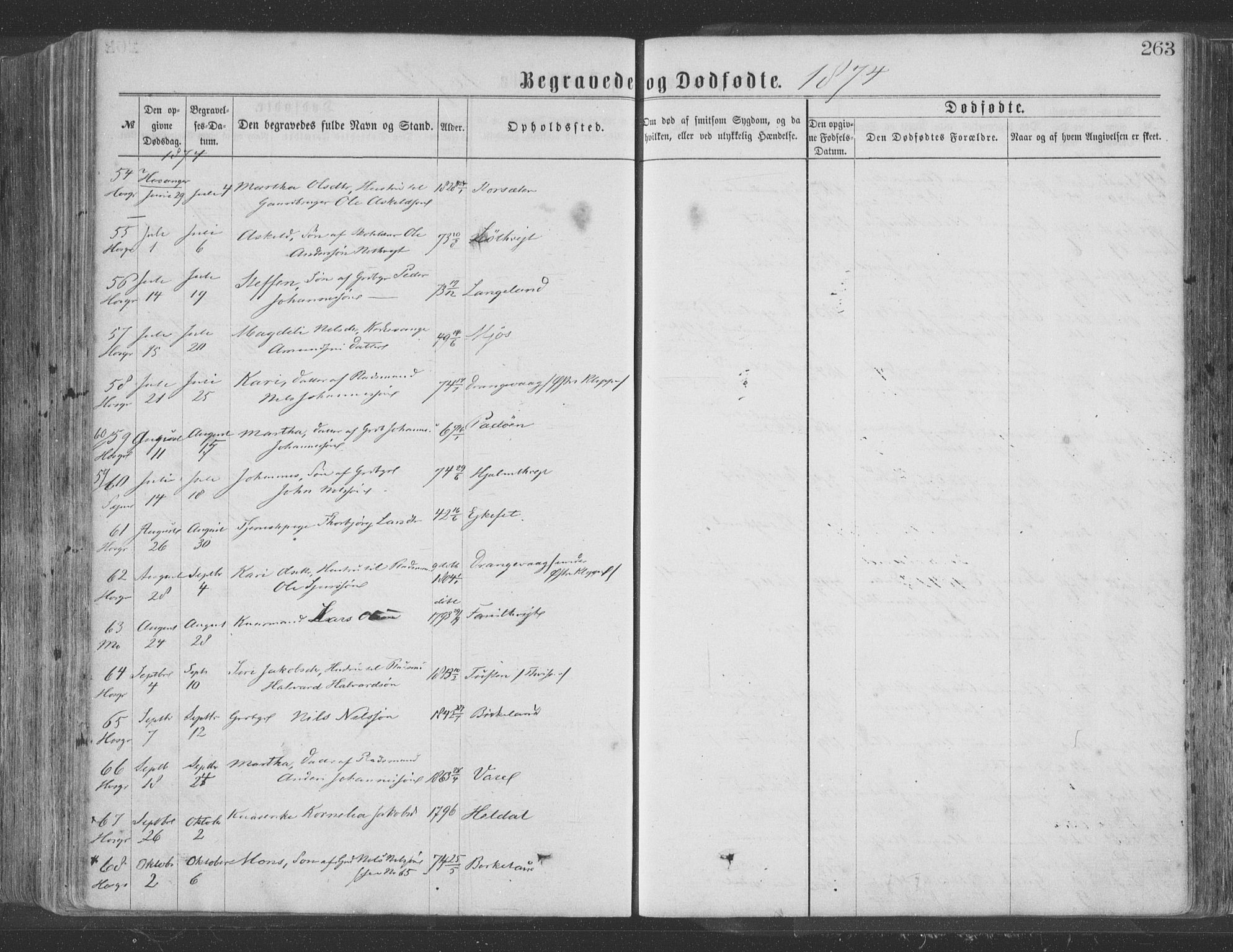 Hosanger sokneprestembete, SAB/A-75801/H/Haa: Parish register (official) no. A 9, 1864-1876, p. 263