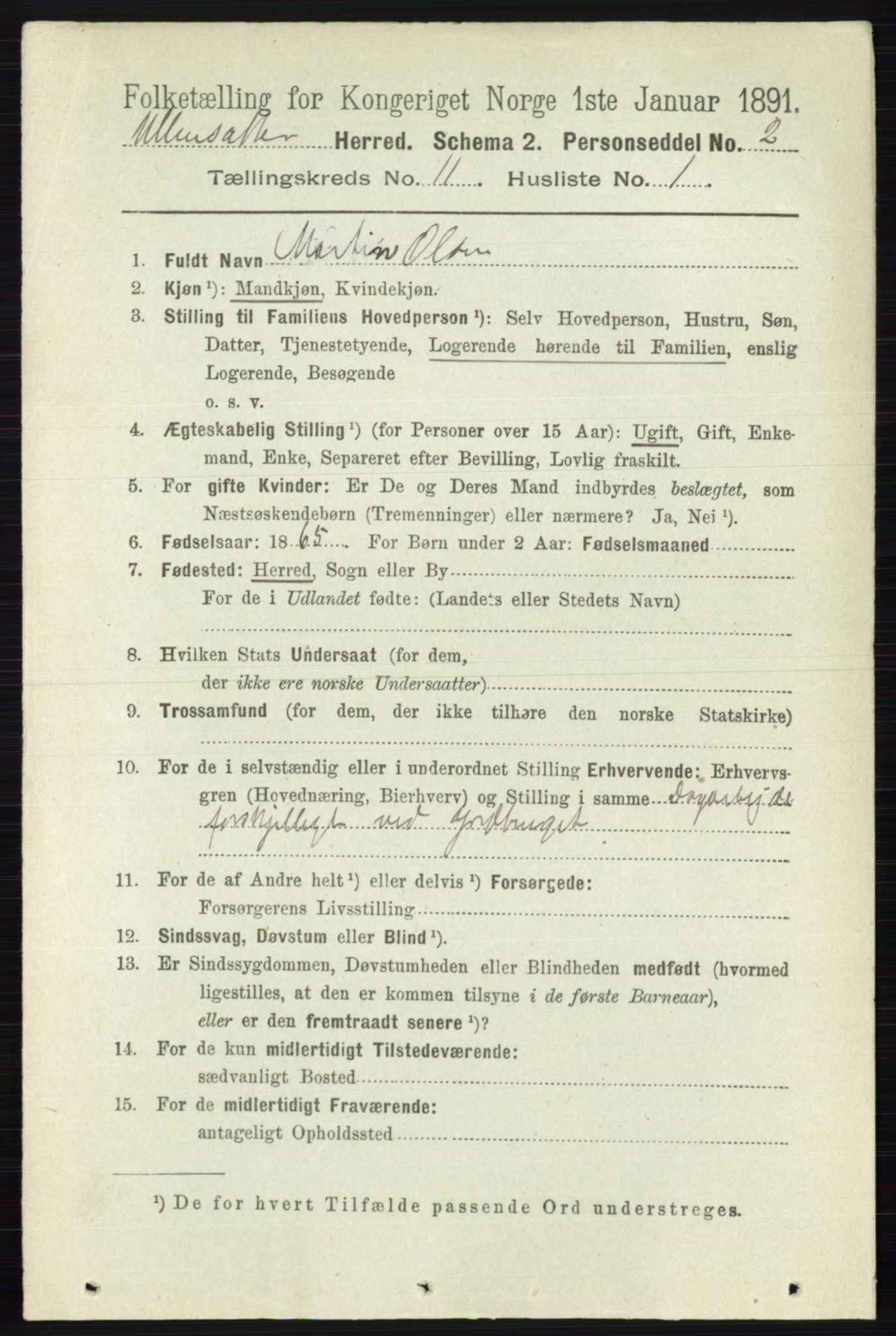 RA, 1891 census for 0235 Ullensaker, 1891, p. 4921