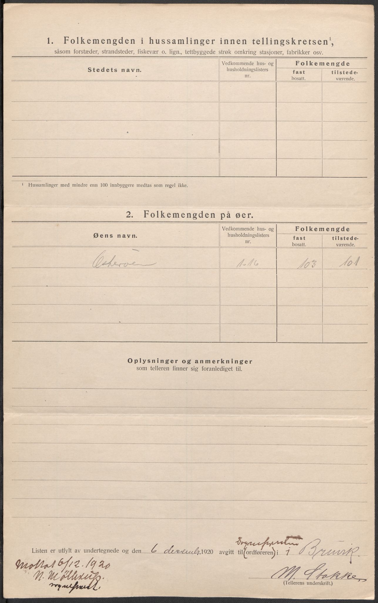 SAB, 1920 census for Bruvik, 1920, p. 17