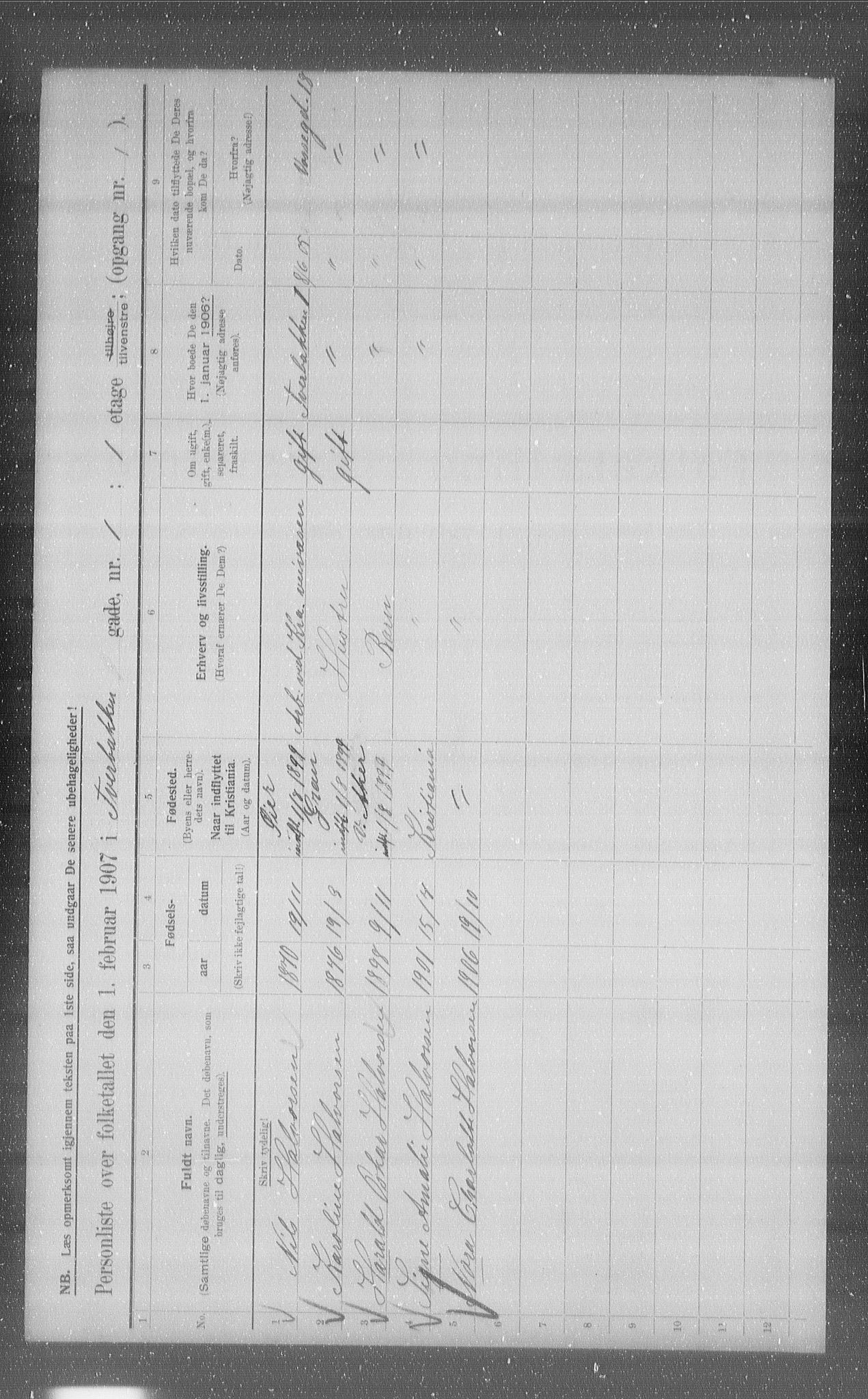 OBA, Municipal Census 1907 for Kristiania, 1907, p. 59717